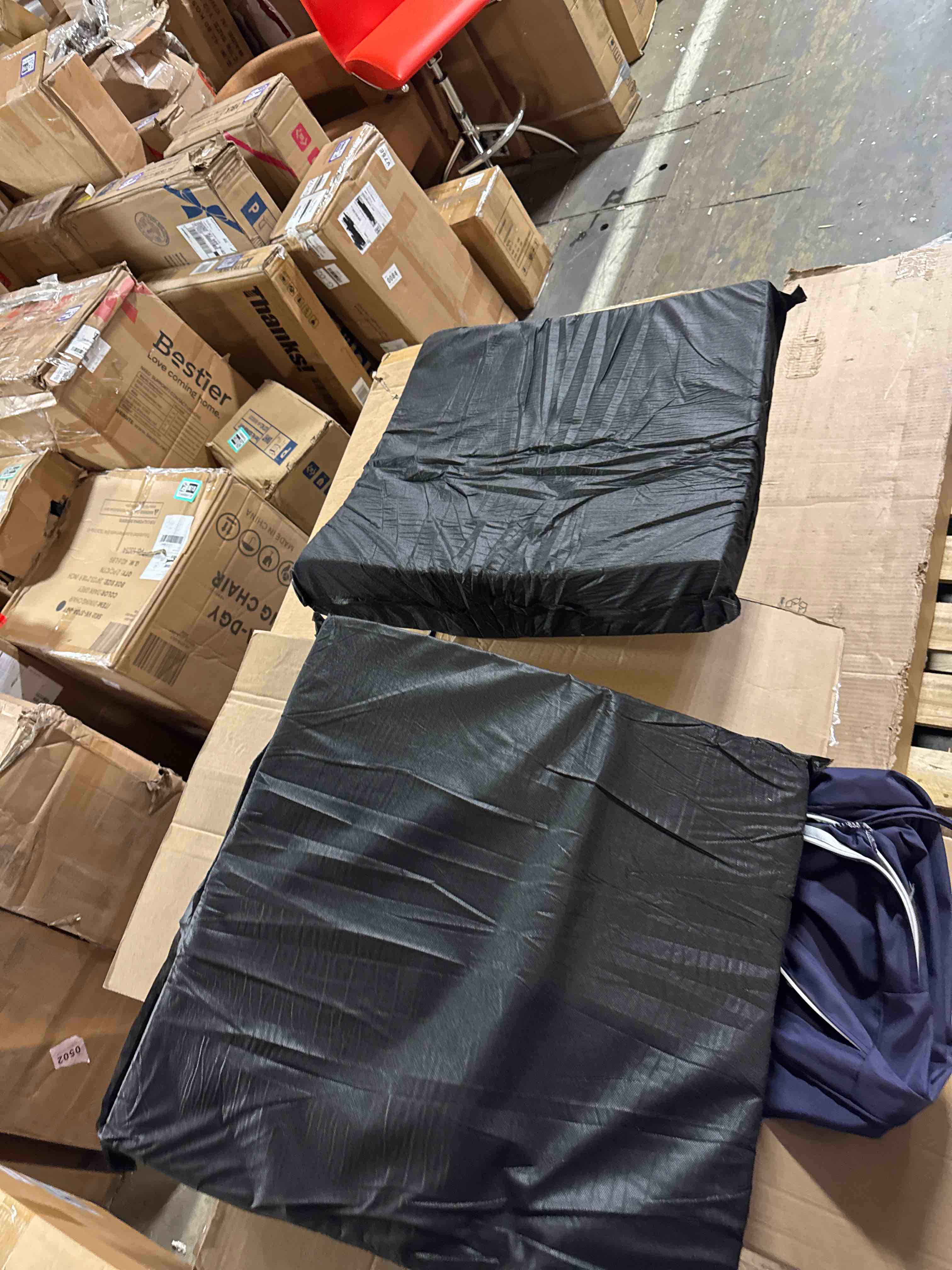 Condition photo showing As Is for outdoor deep seat cushion set, 24x24 inch water-resistant & fade-resistant outdoor chair cushions, patio furniture cushions with removable cover for patio chair, sofa, dark grey (set of 1) 24*24+5.75/25*22.5" dark grey 1( similar)