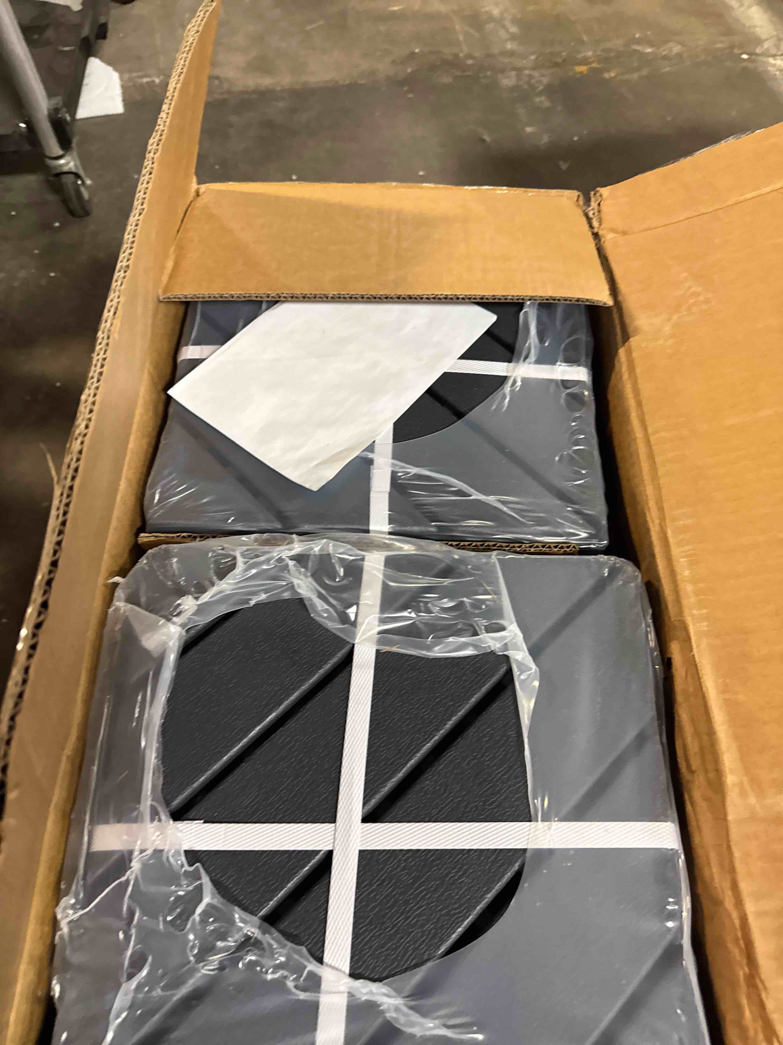 Condition photo showing New/Like New for interlocking deck tiles, echodeck patio deck tiles, 44 pack deck tiles interlocking outdoor all weather, 12"x12", 8 slat, 44 sq. ft, highly durable, stylish, non-slip, faster-drying, dark grey