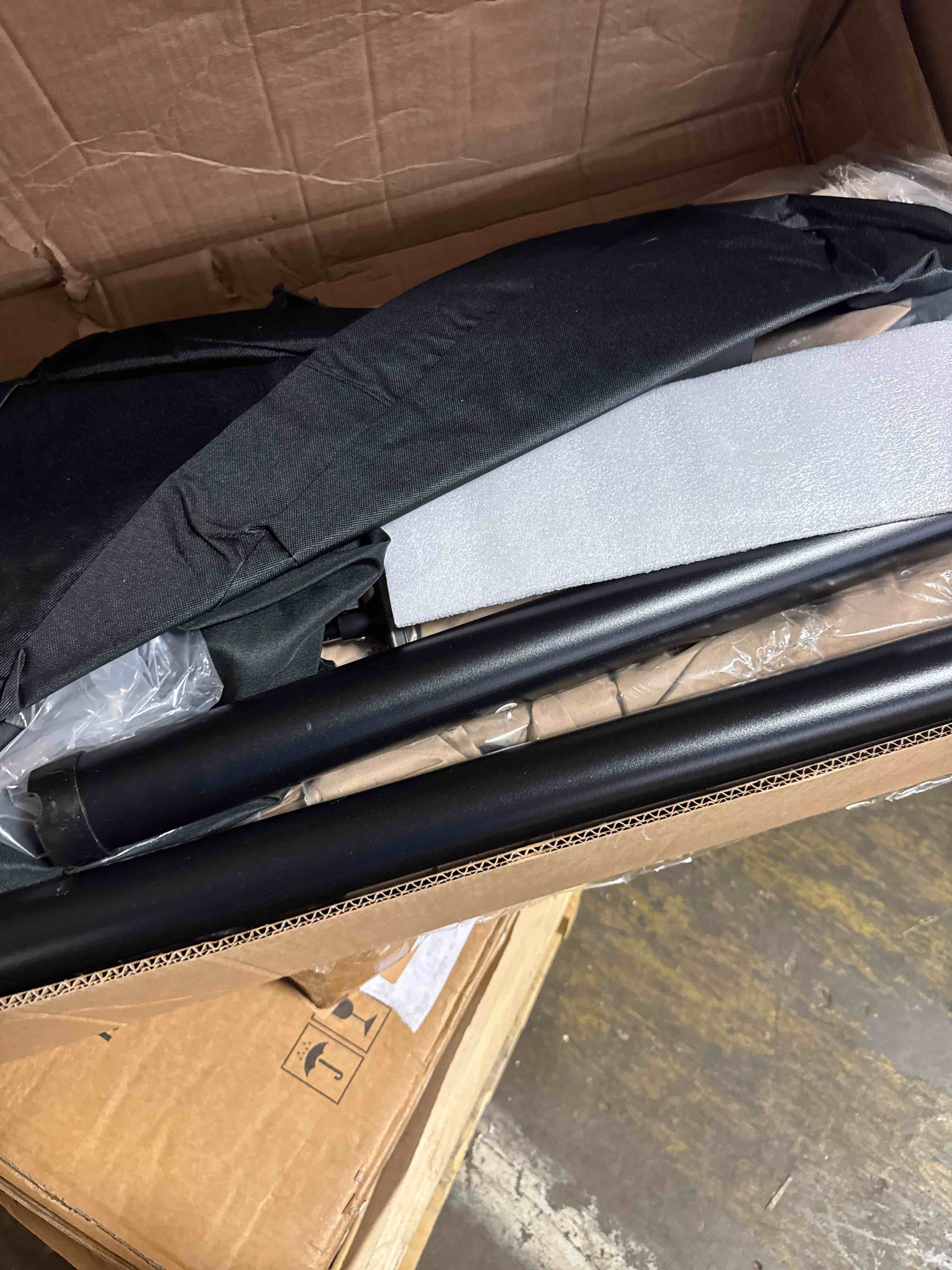 Condition photo showing New/Like New for phi villa 15ft large patio umbrellas with base included, outdoor double-sided rectangle market umbrella with crank handle, for pool lawn garden, black