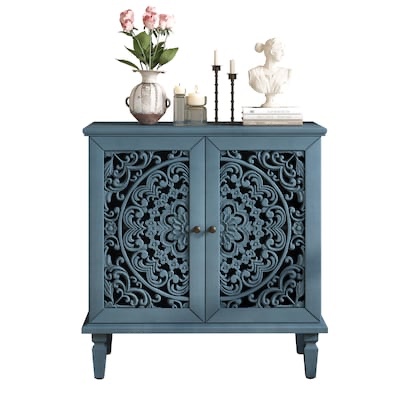 Condition photo showing New/Like New for clihome 31.5-in w 2 -door antique blue accent cabinet