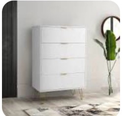 Condition photo showing New/Like New for uev new 4 drawer dresser,chest of drawers,wooden dresser with 4 metal legs,tall dresser with anti-tipping device,dresser set for bedroom,living room,closet(white