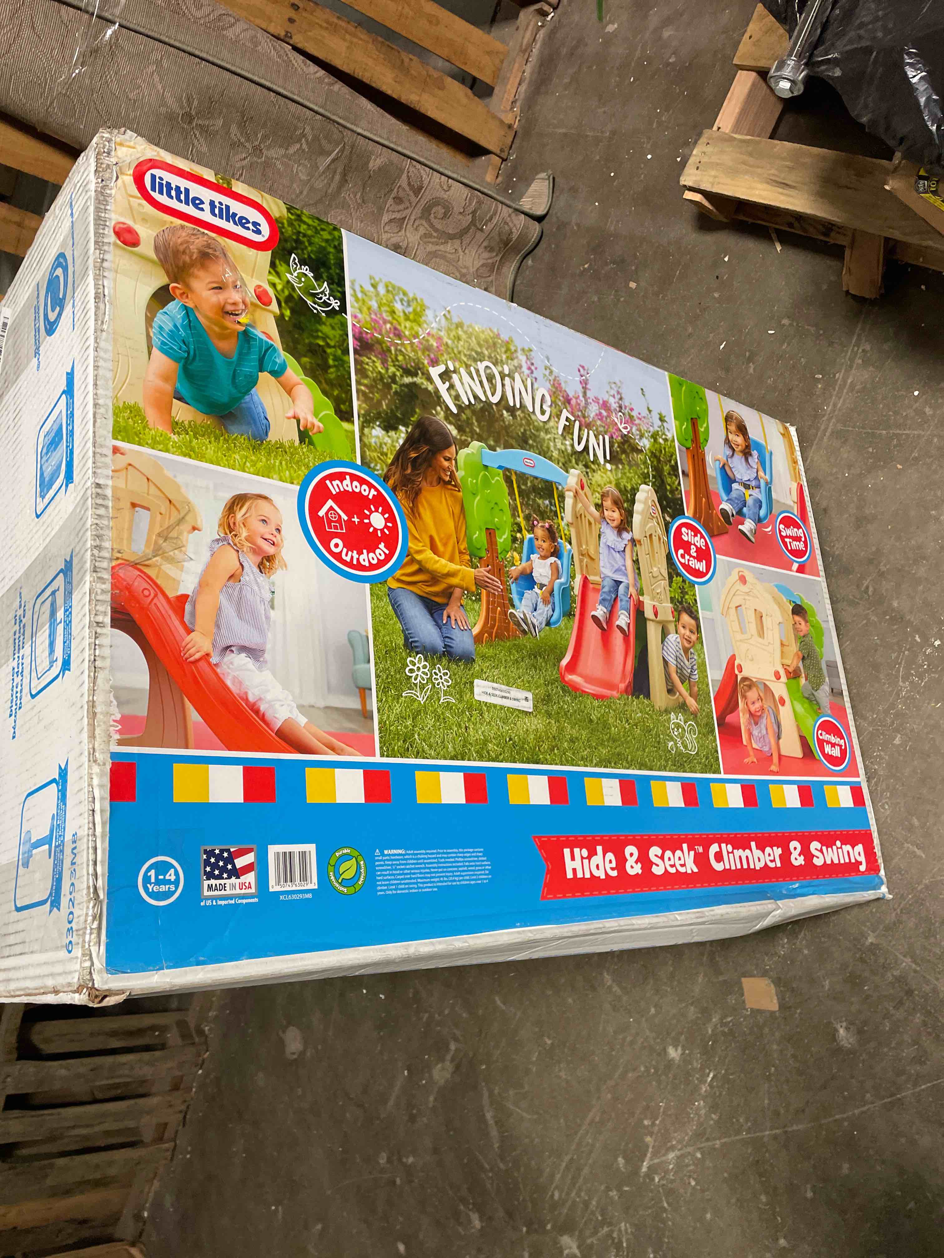 Condition photo showing New/Like New for little tikes hide and seek climber and swing playset for ages 3+ with toddler swing