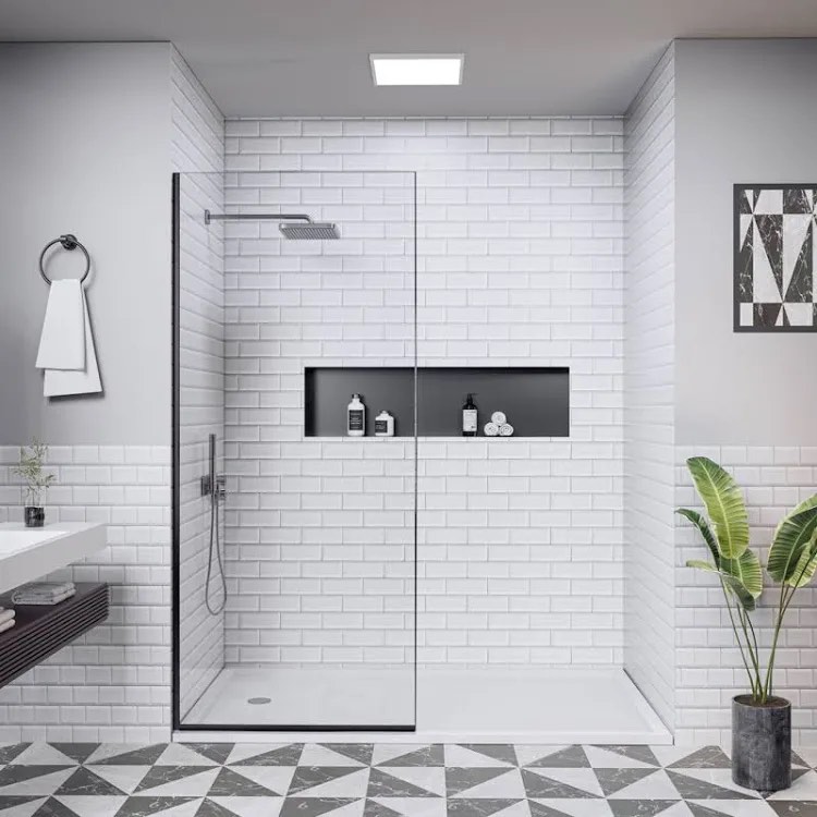 74 in. h semi-frameless fixed glass shower door with nano-coated clear tempered glass peorsily