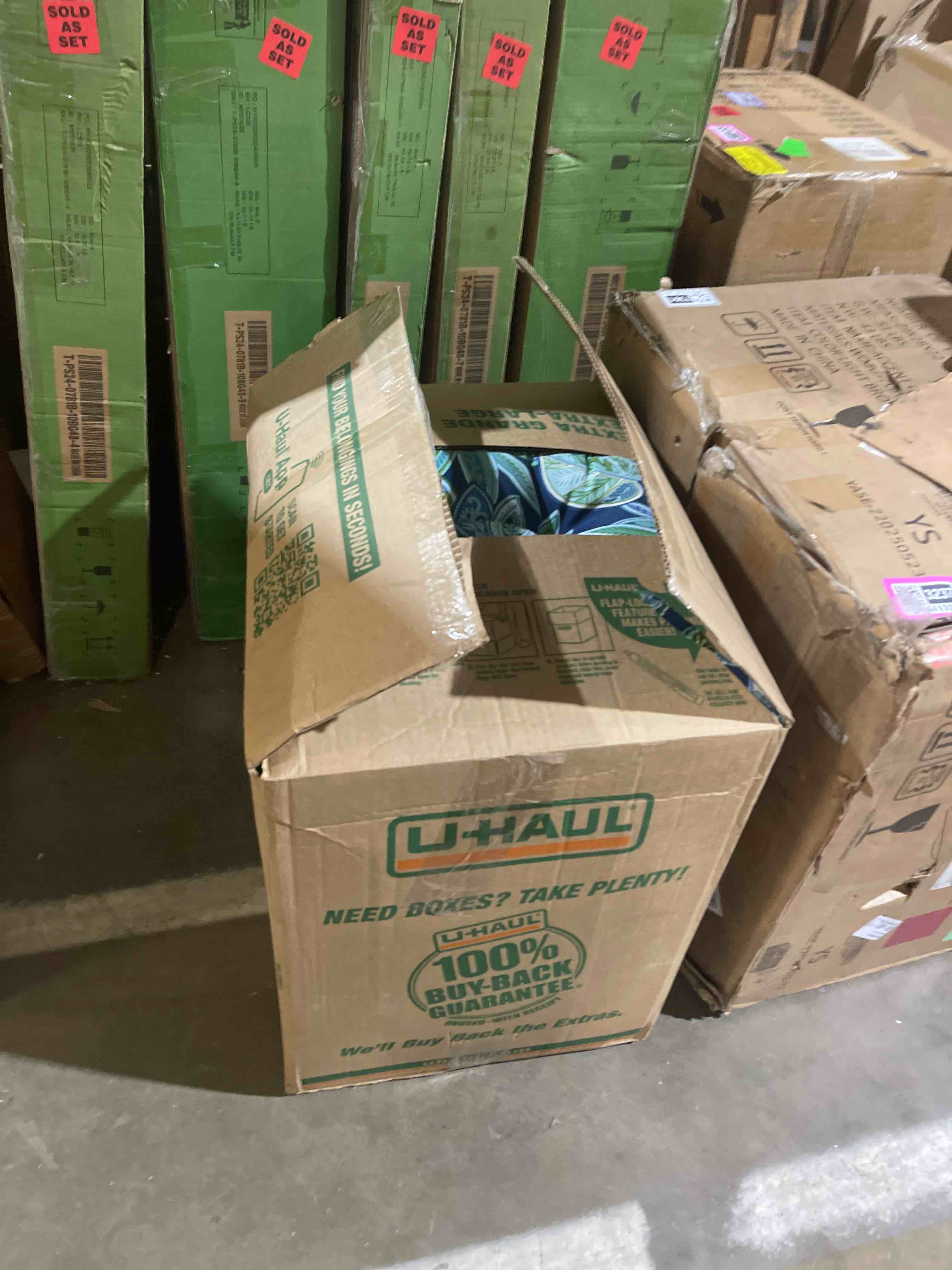 Condition photo showing New/Like New for rsh decor: 3-piece wicker tufted cushion set | for large wicker sets | outdoor loveseat & u-shaped seat cushions | water & fade-resistant spun fabric | crestwood marine - made in usa