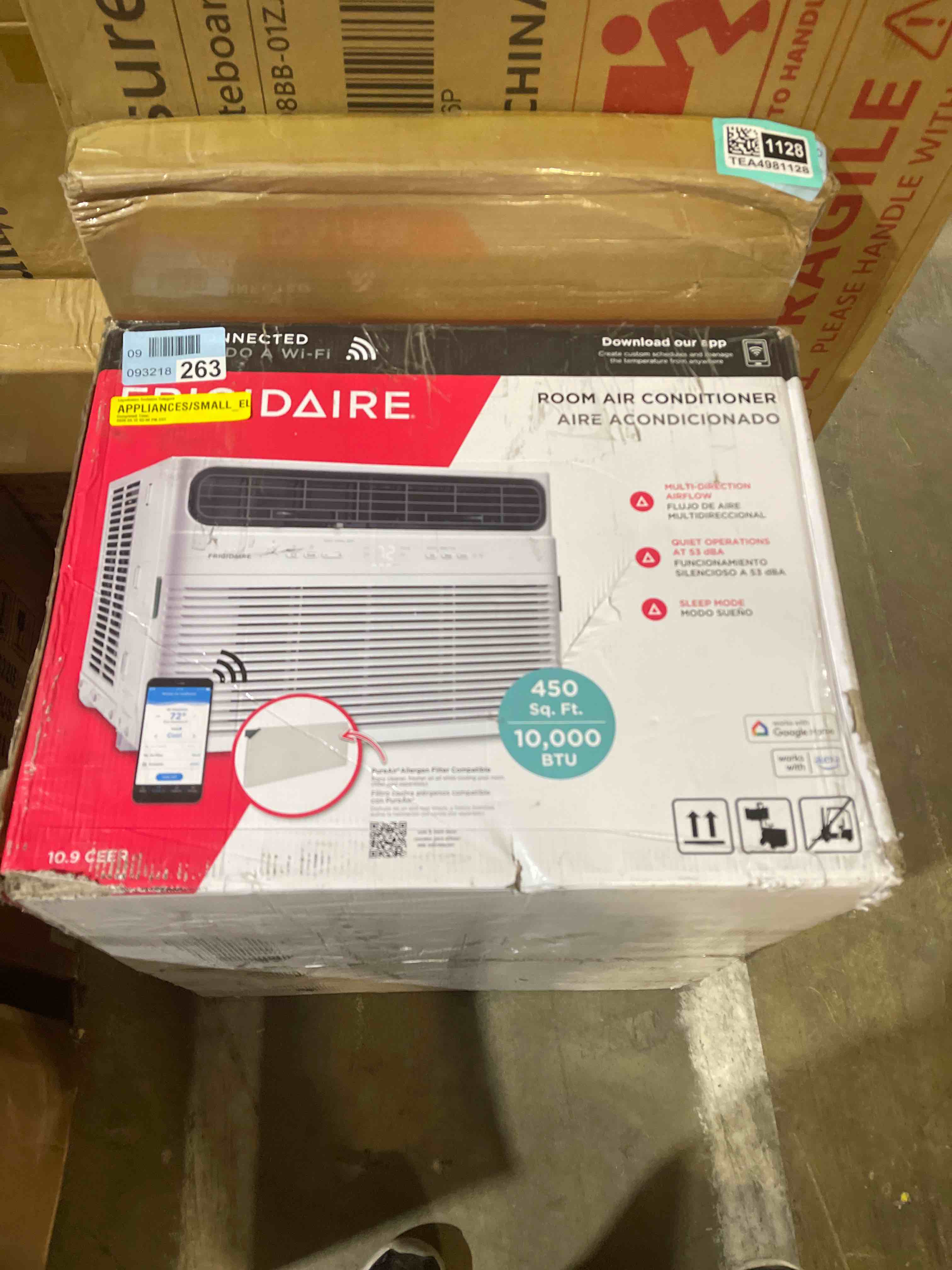 Condition photo showing New/Like New for frigidaire 10,000 btu smart inverter window air conditioner with wi-fi and energy star certification, cools up to 450 sq. ft., ultra quiet operation, white 10000 btu cool only 115v bright white
