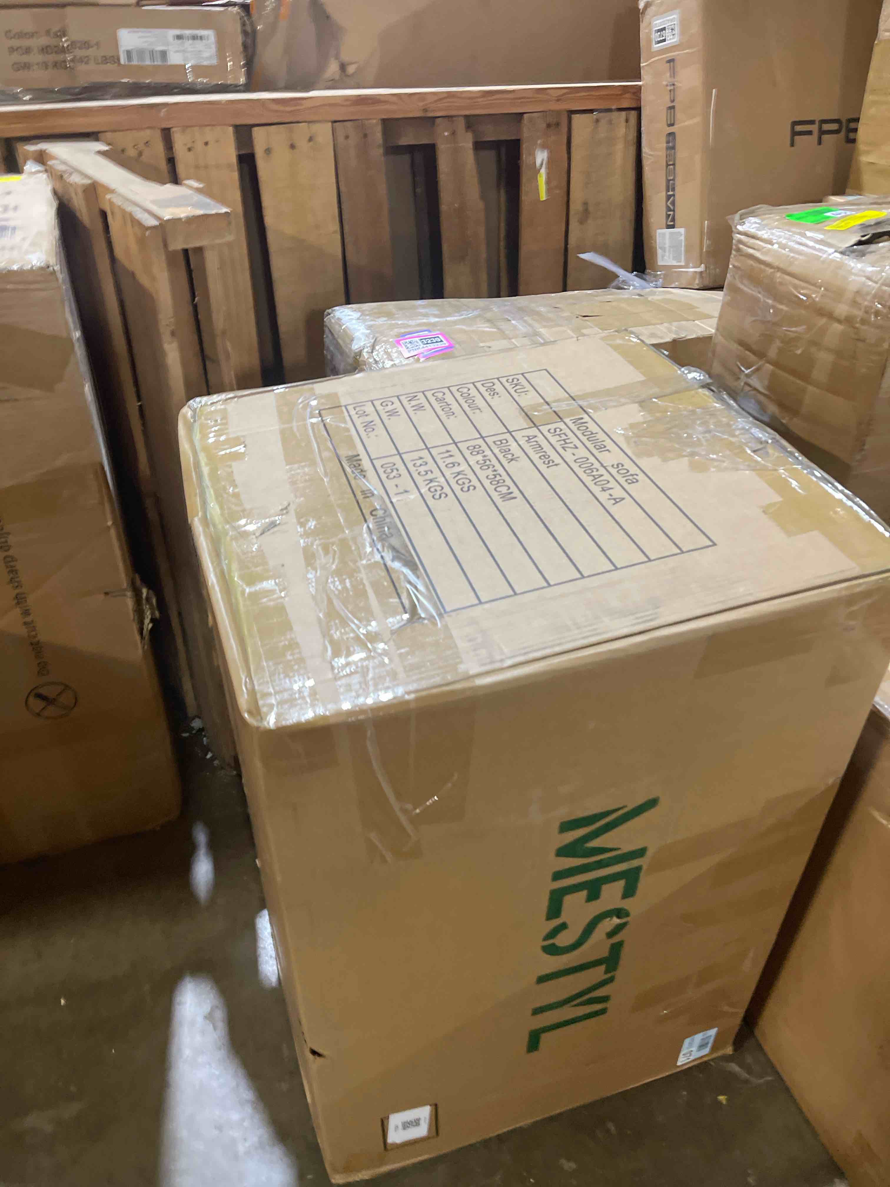 Condition photo showing As Is for 120" wide 3 seat u-shaped modular chenille sectional sofa couch mestyl body fabric: black chenille