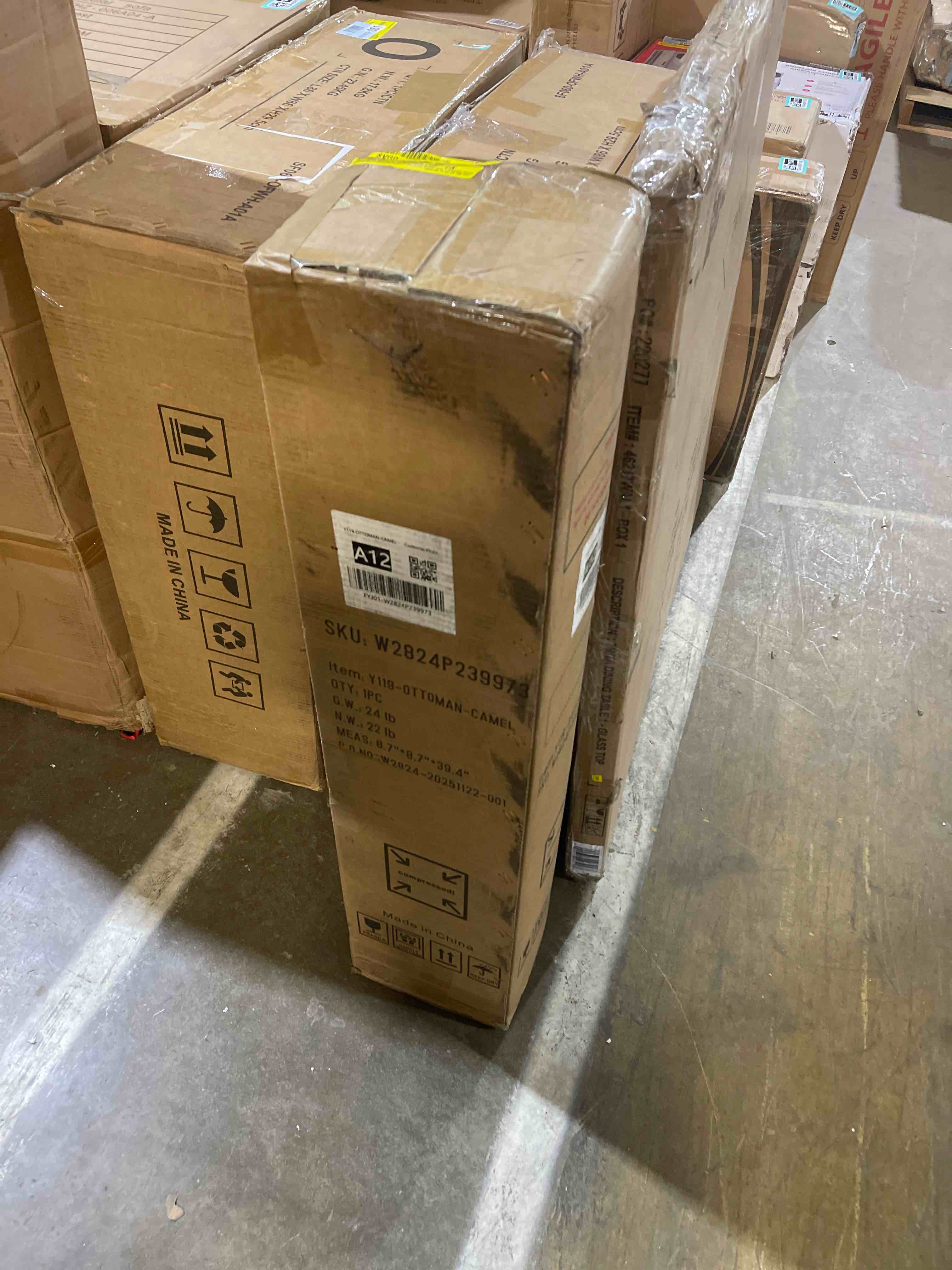 Condition photo showing As Is for simonsen 135.4"cloud modular sectional couch with 1 ottoman,modern minimalist upholstered couches, comfort u shaped sofa for living room,deep seat corner couch,no assembly required