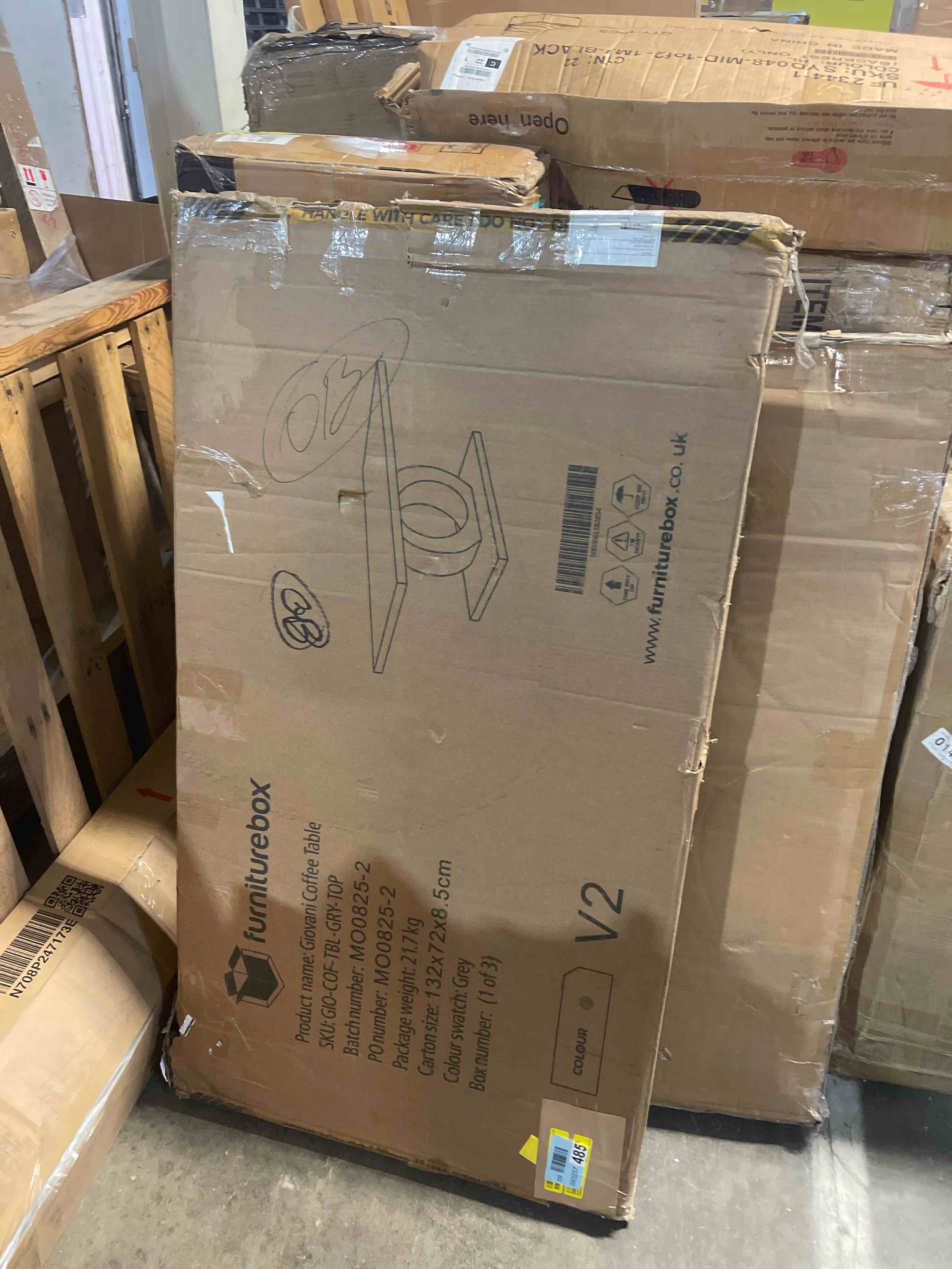 Condition photo showing New/Like New for furniturebox uk giovani modern halo grey white high gloss and glass coffee table