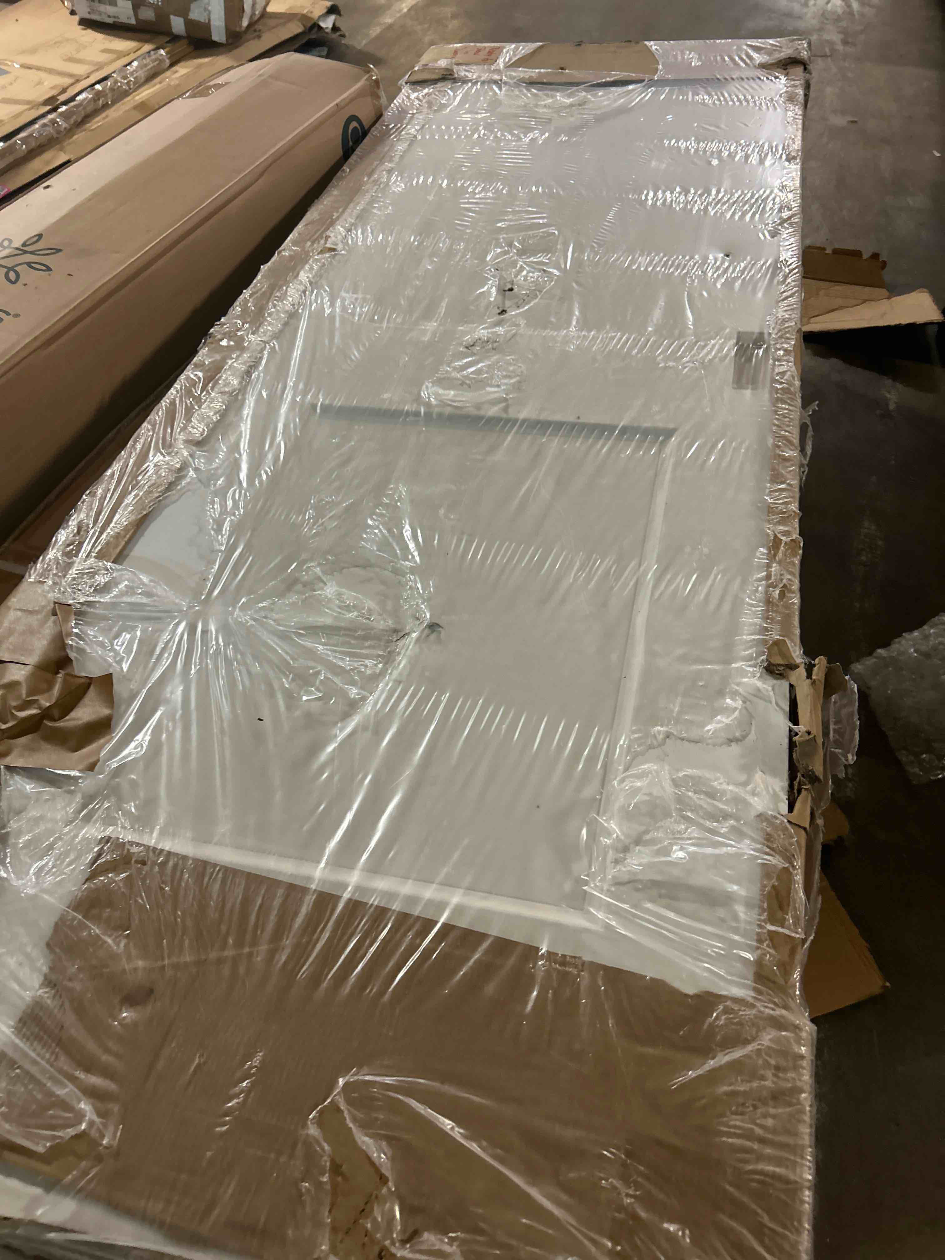 Condition photo showing Good Condition for jubest sliding closet door 48"(double 25") x80", 6-panel steel frame bypass primed door with top & bottom track kits, preassembled hardboard panels with paintable surface, durable & sturdy
