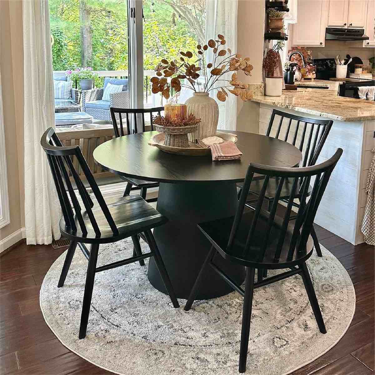 dwen 46" modern round pedestal dining table (table top only )
