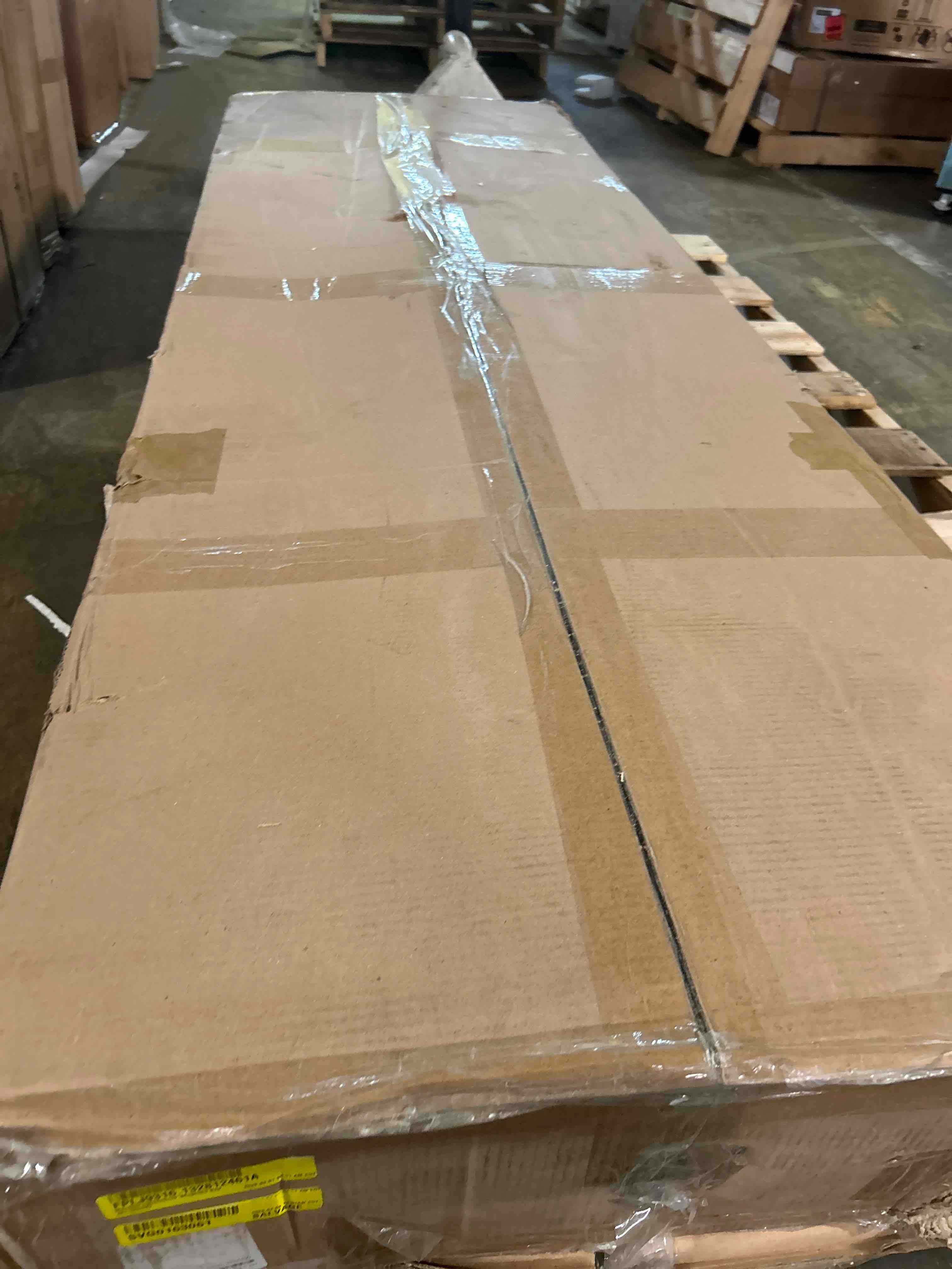 Condition photo showing As Is for montauk upholstered wingback bed(box  a only)