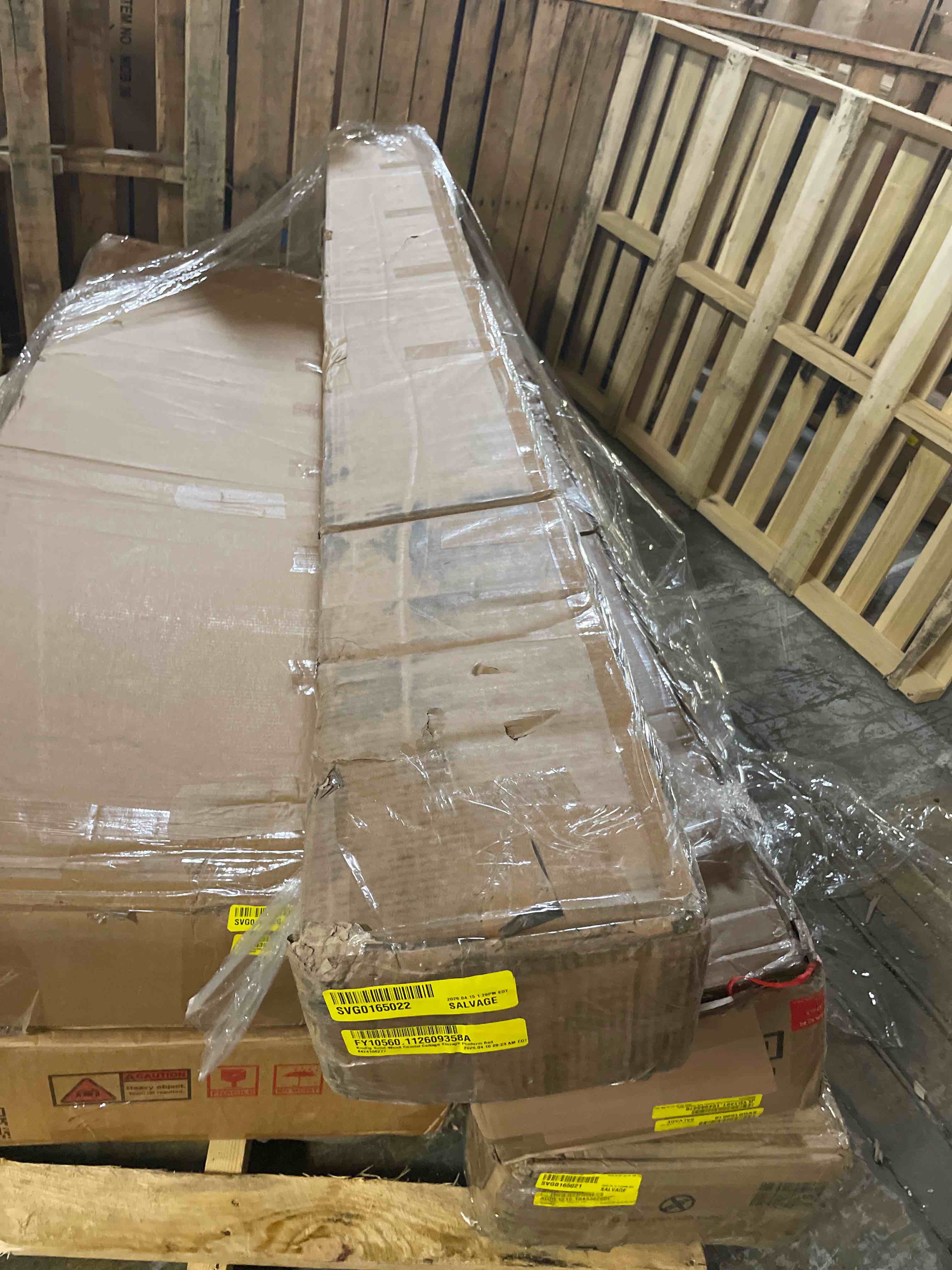 Condition photo showing As Is for only box 1/4 solid wood coastal cottage storage platform bed