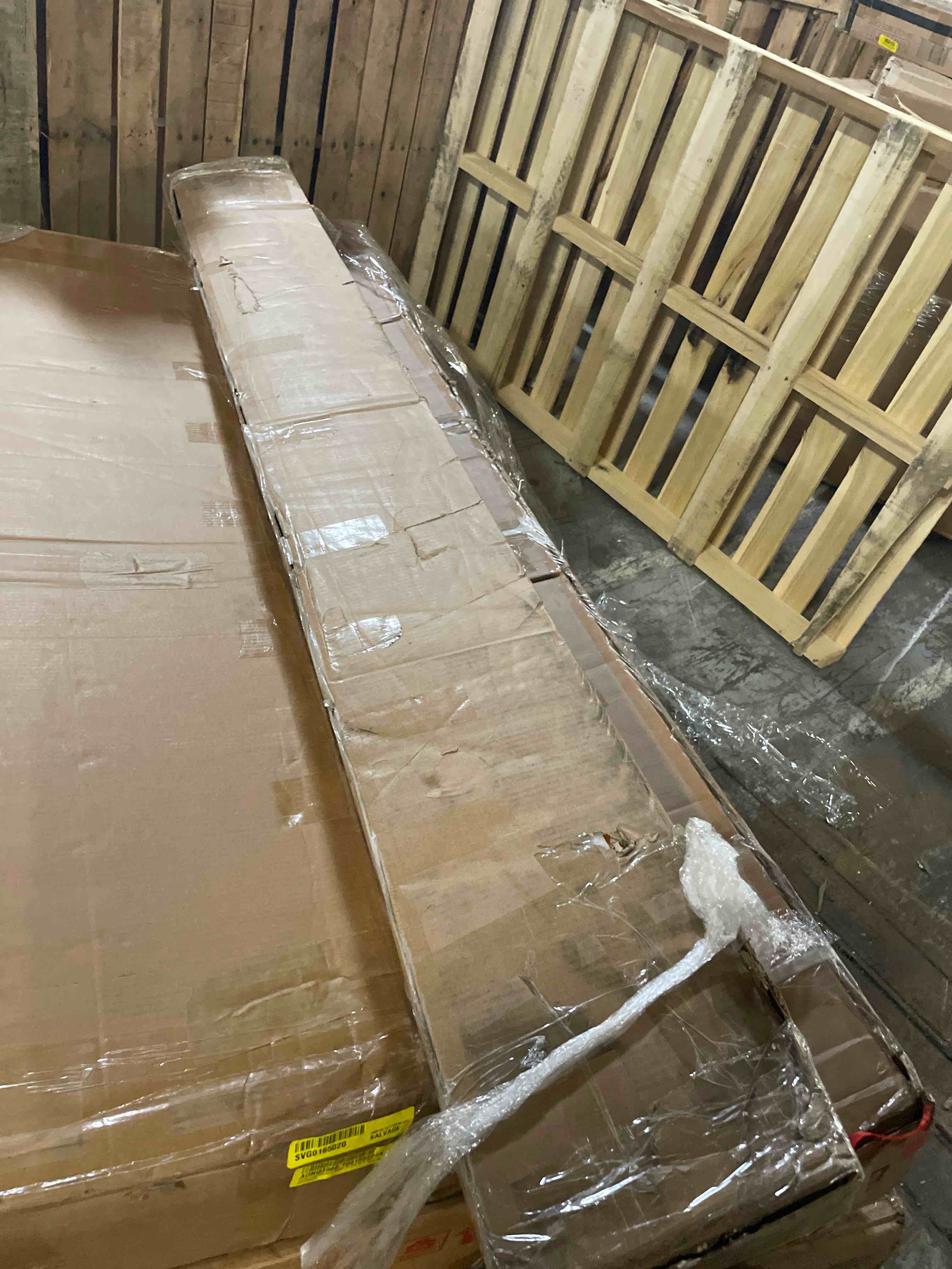 Condition photo showing As Is for only one boxsolid wood platform bed