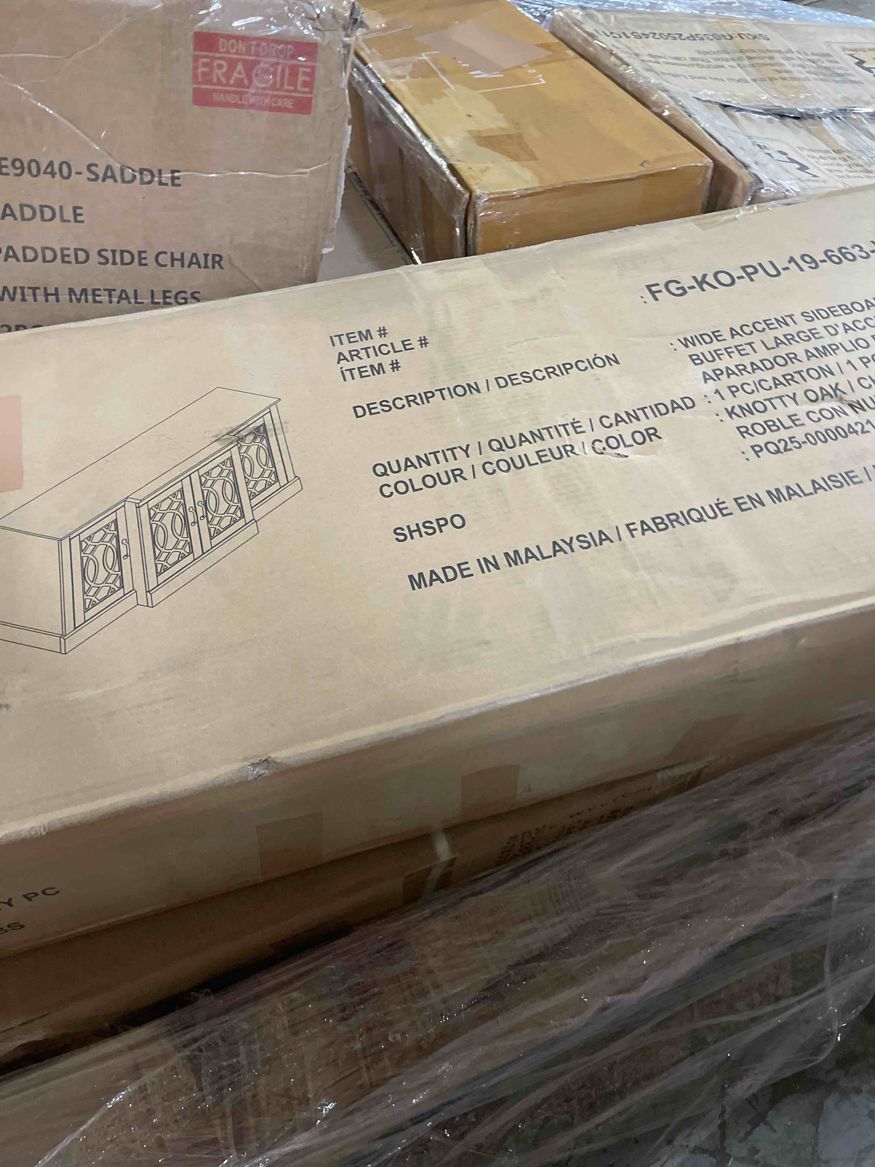 Condition photo showing Good Condition for wide accent sideboard buffet knotty oak