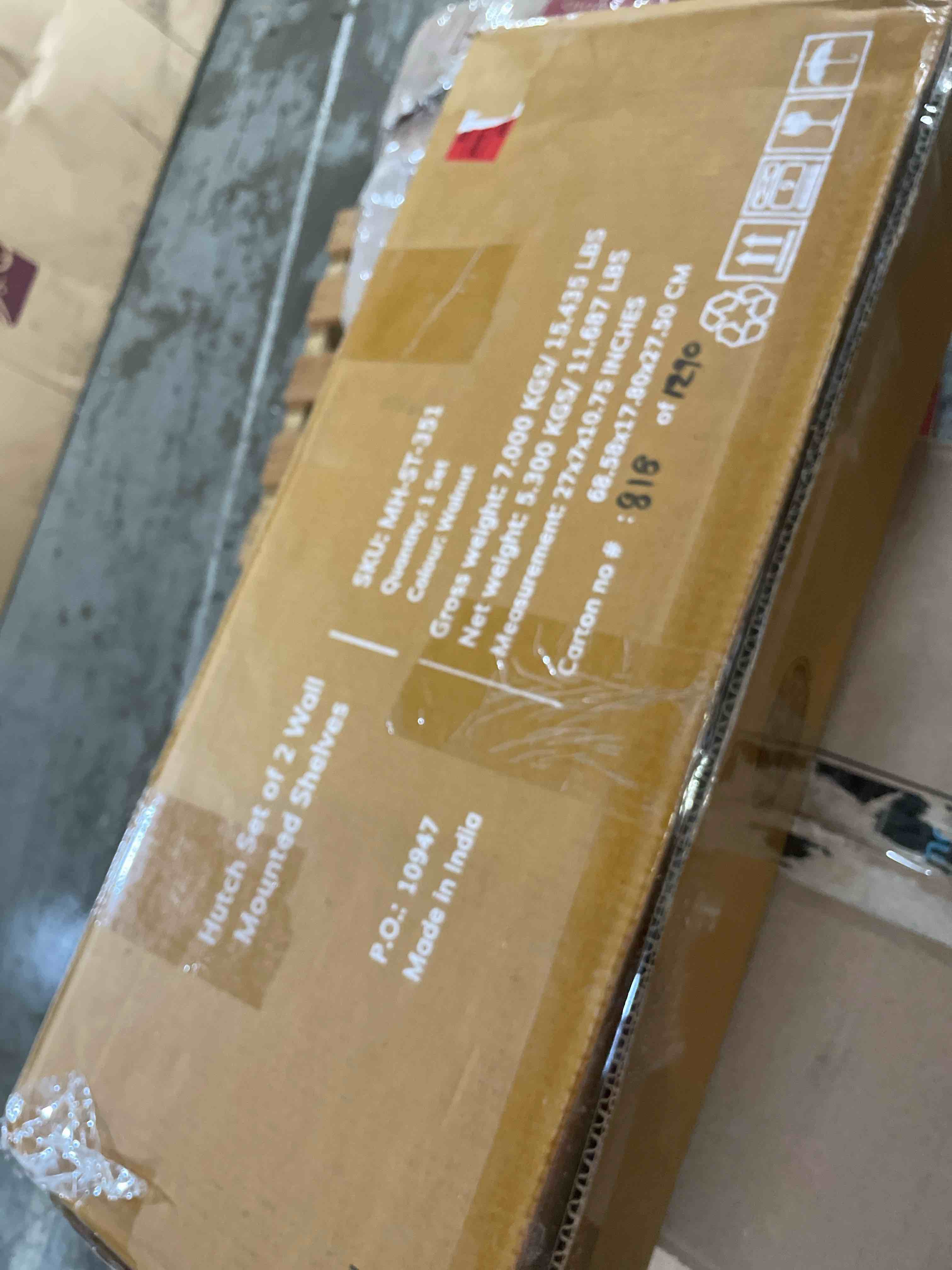 Condition photo showing New/Like New for hutch set of 2 wall mounted shelves