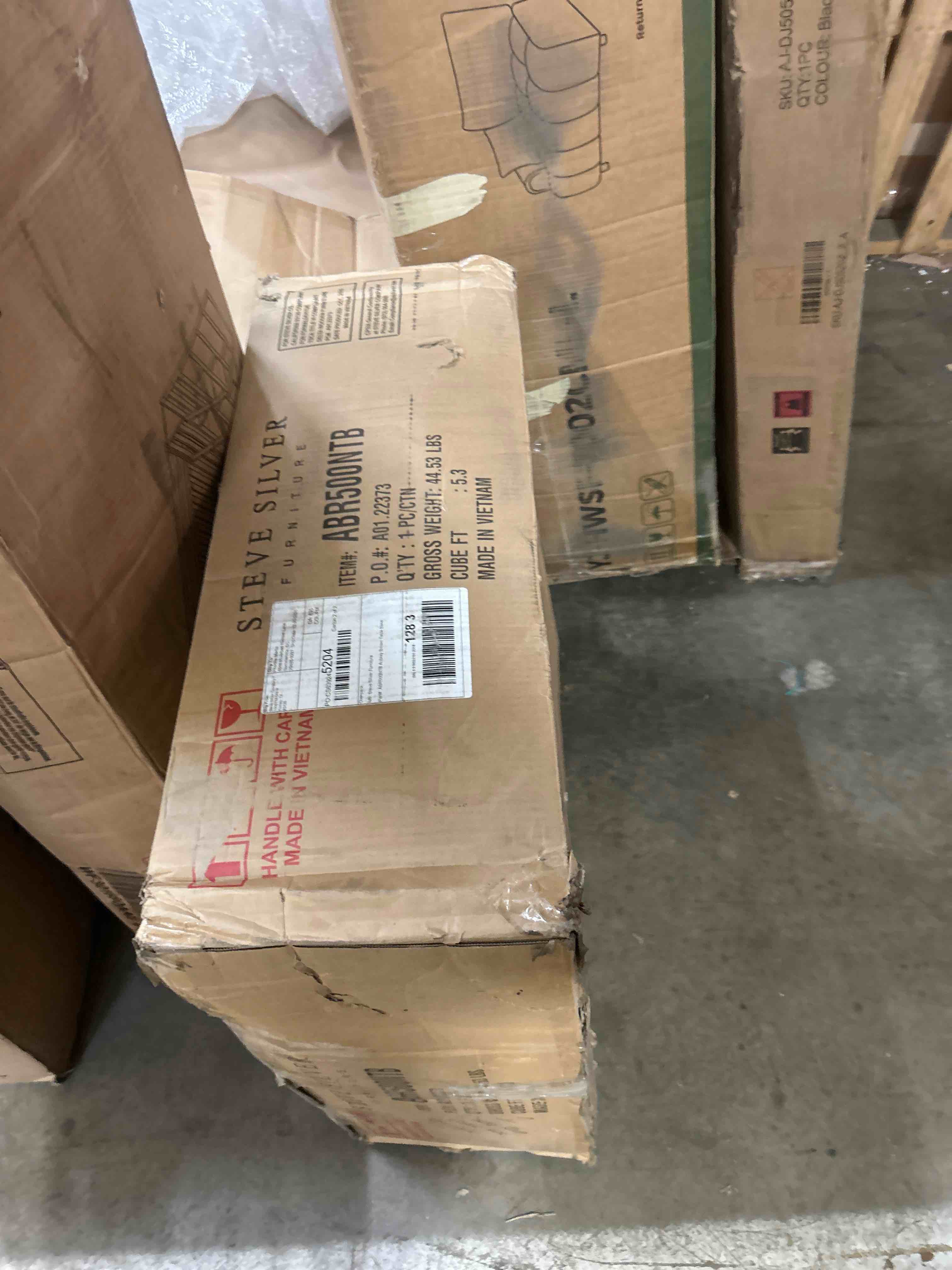 Condition photo showing As Is for aubrey 78-96? table w/18-inch leaf, waxed driftwood (incomplete base and leg only)