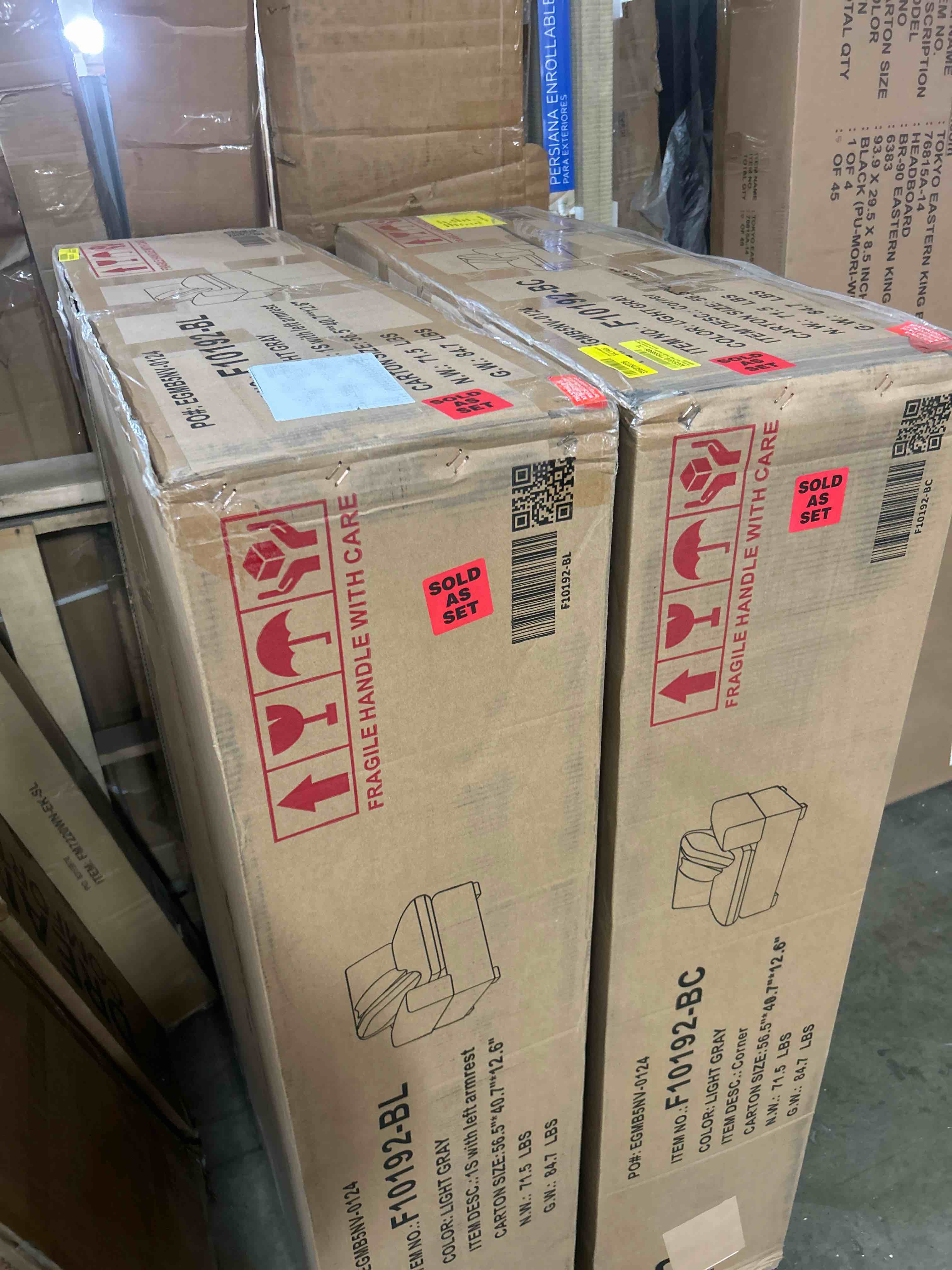 Condition photo showing New/Like New for lilola home damian light gray woven fabric loveseat