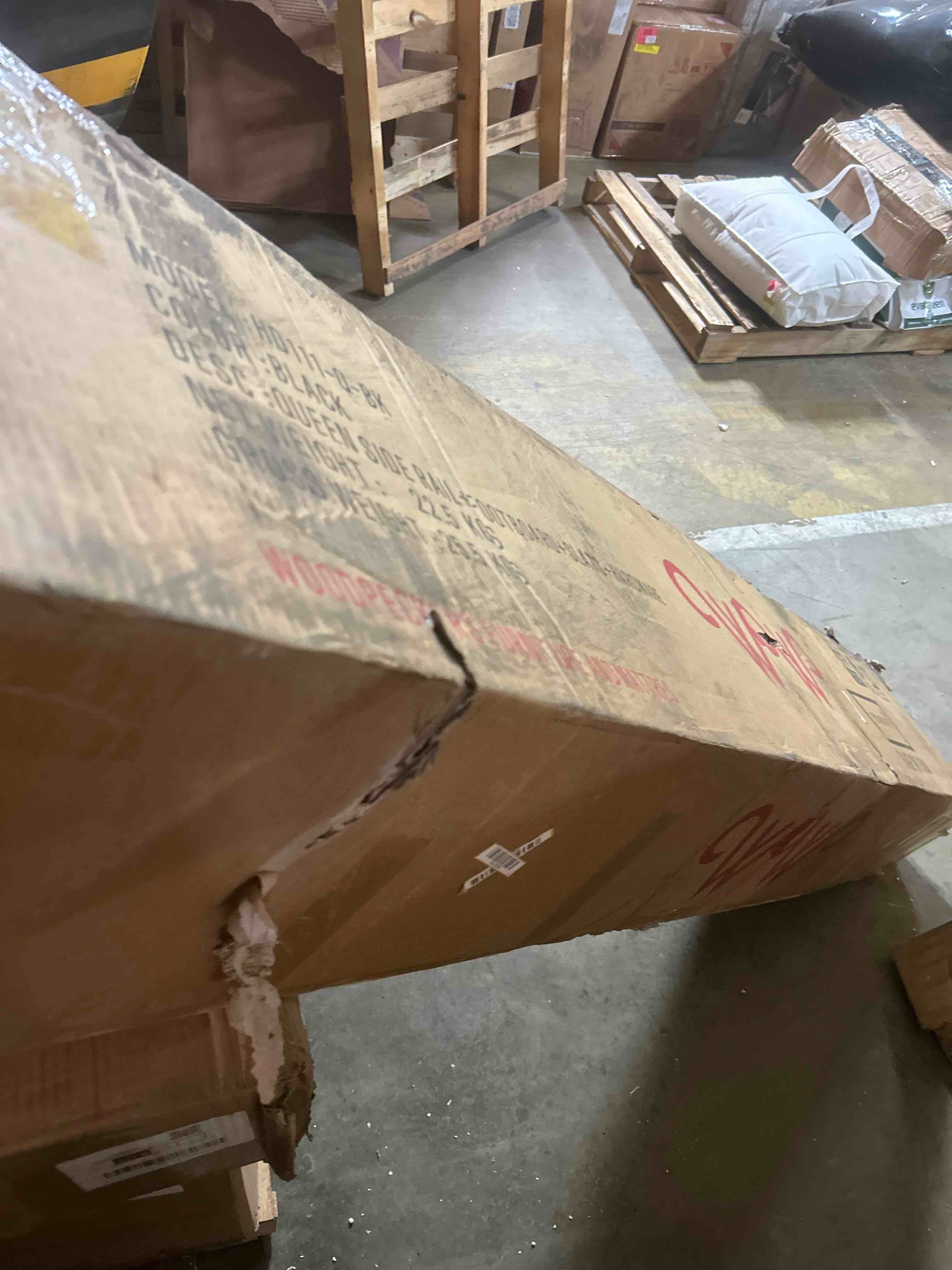 Condition photo showing As Is for wow97e king bed frame(box 2 of 2 only similar bed frame )
