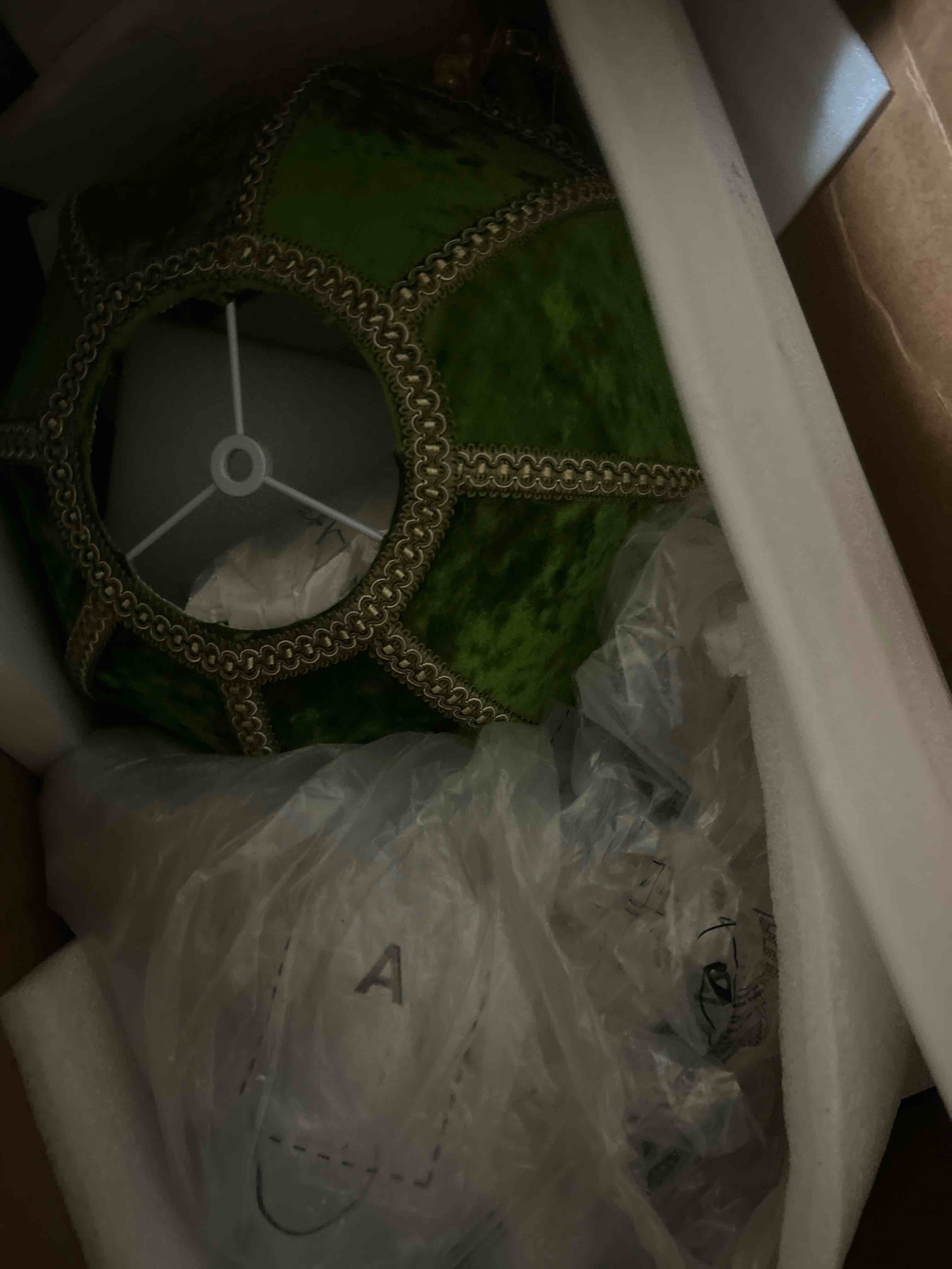 Condition photo showing New/Like New for xiaojuande-lampshade with tassels, premium classic victorian, style bell shape scallop velvet top replacement lamp,9.8“width 11.3”height(olive green)