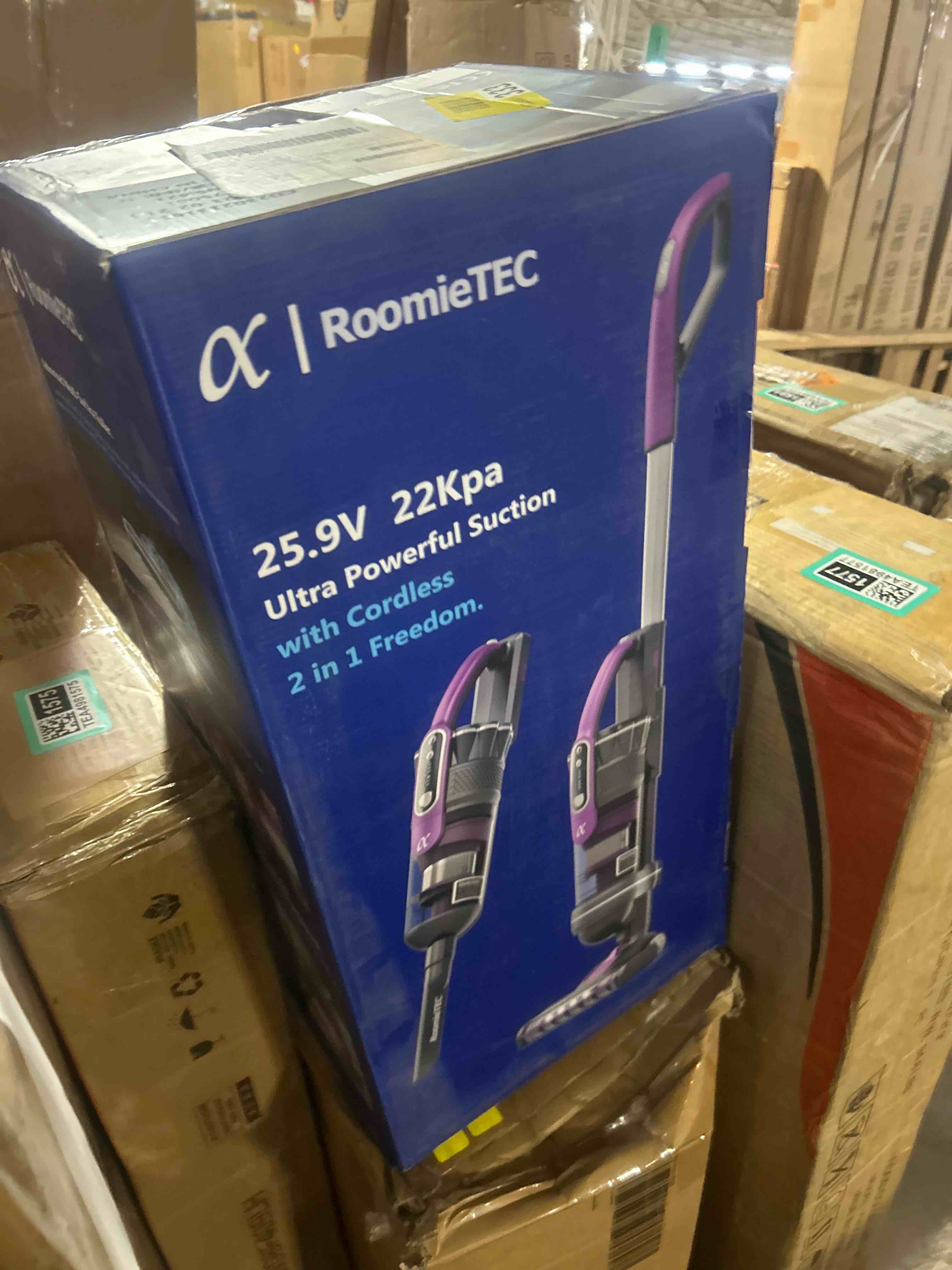 Condition photo showing New/Like New for roomie tec slimvac upright cordless vacuum cleaner, dual motor powerful suction, up to 40 min runtime, lightweight, includes pet brush for hair, hepa filter, ideal for home cleaning, carpets, and cars