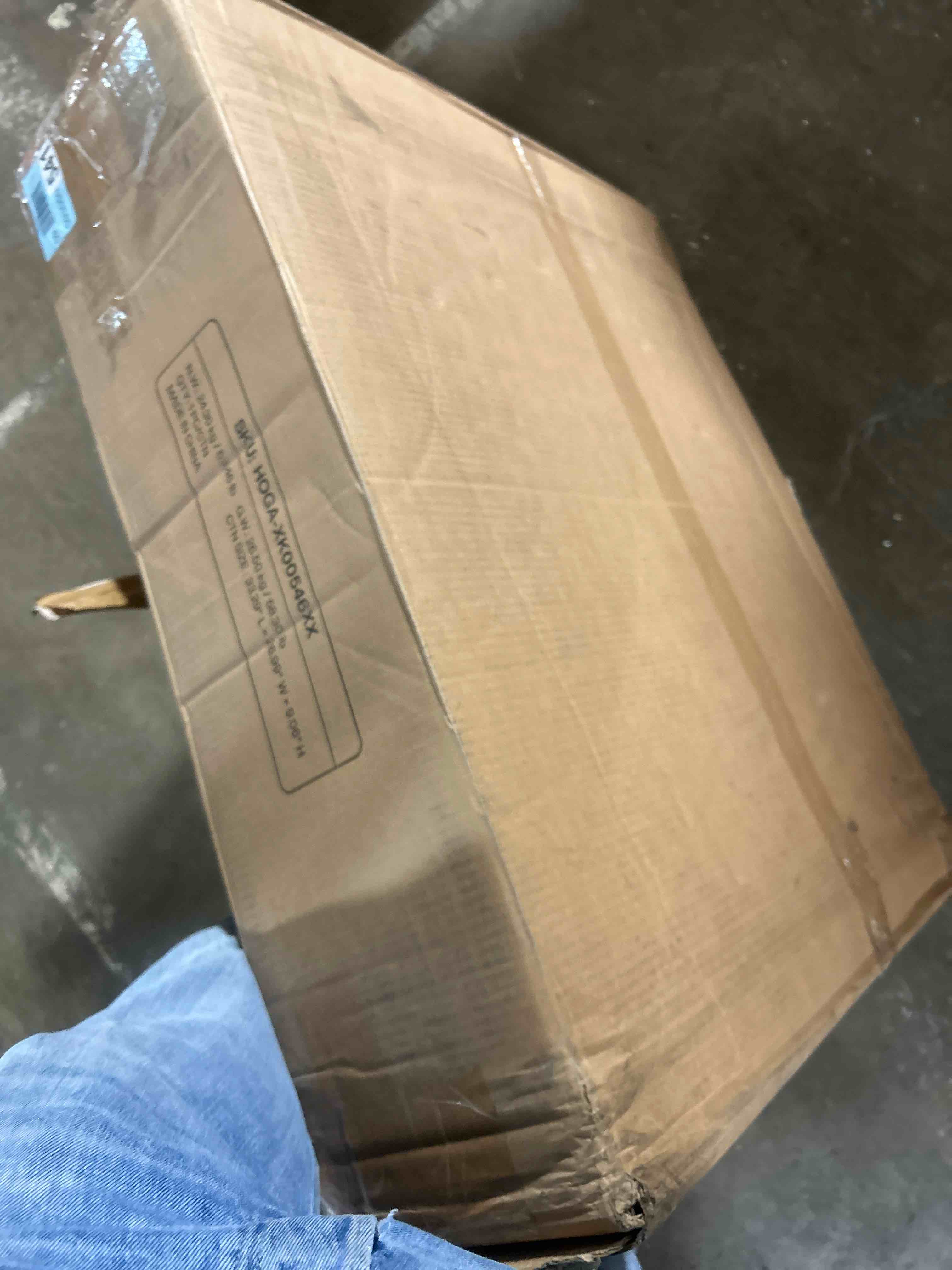 Condition photo showing New/Like New for tribesigns round dining table wood kitchen table for dining room living room, 47" dinning room tables for 4 adult, farmhouse dinner table with wooden tabletop and cross base, burlywood(only table)