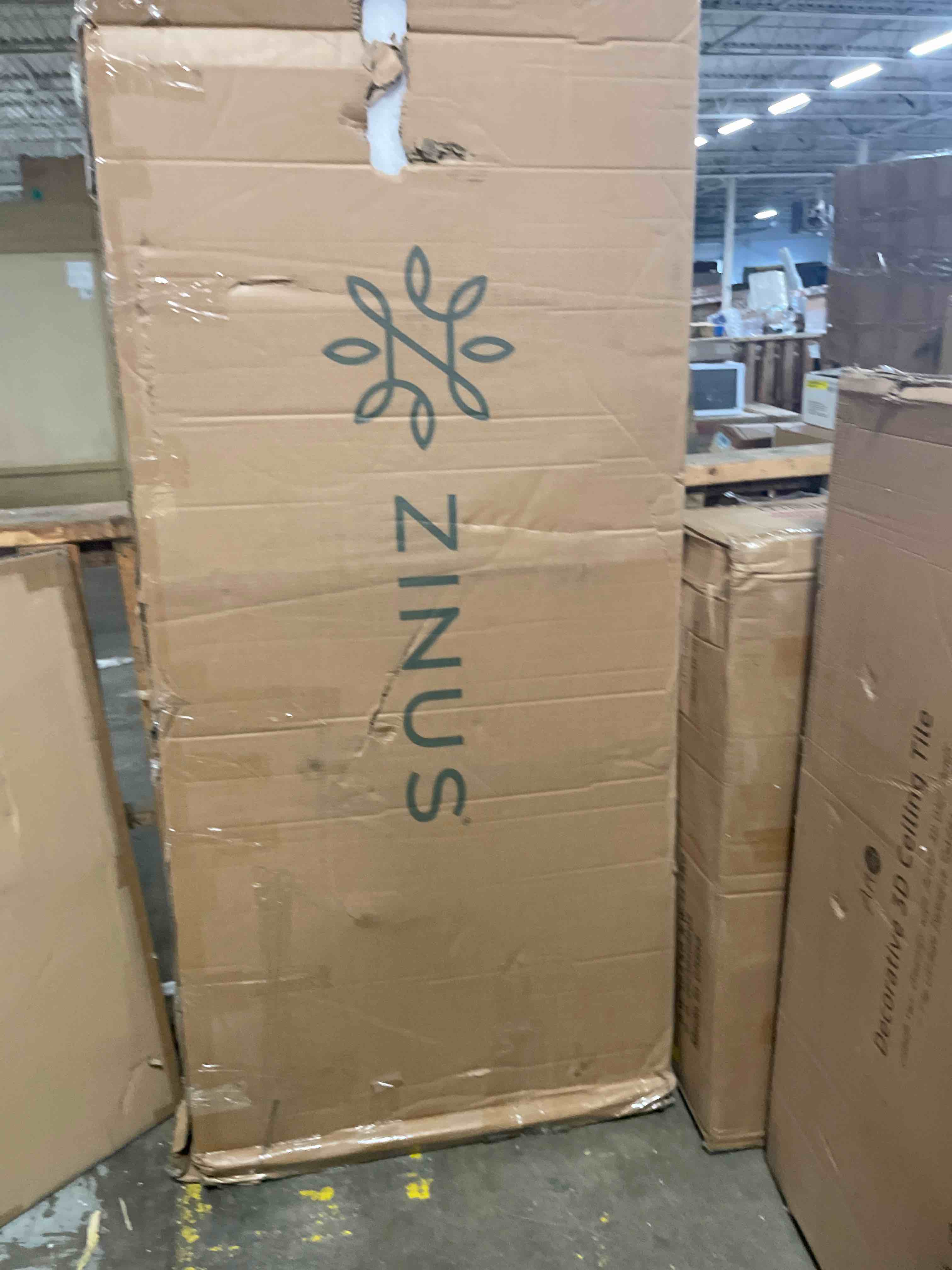 Condition photo showing As Is for zinus leonardo metal platform bed frame, victorian spindle style headboard and footboard, heavy duty bed base, ample underbed space, twin black twin new leonardo