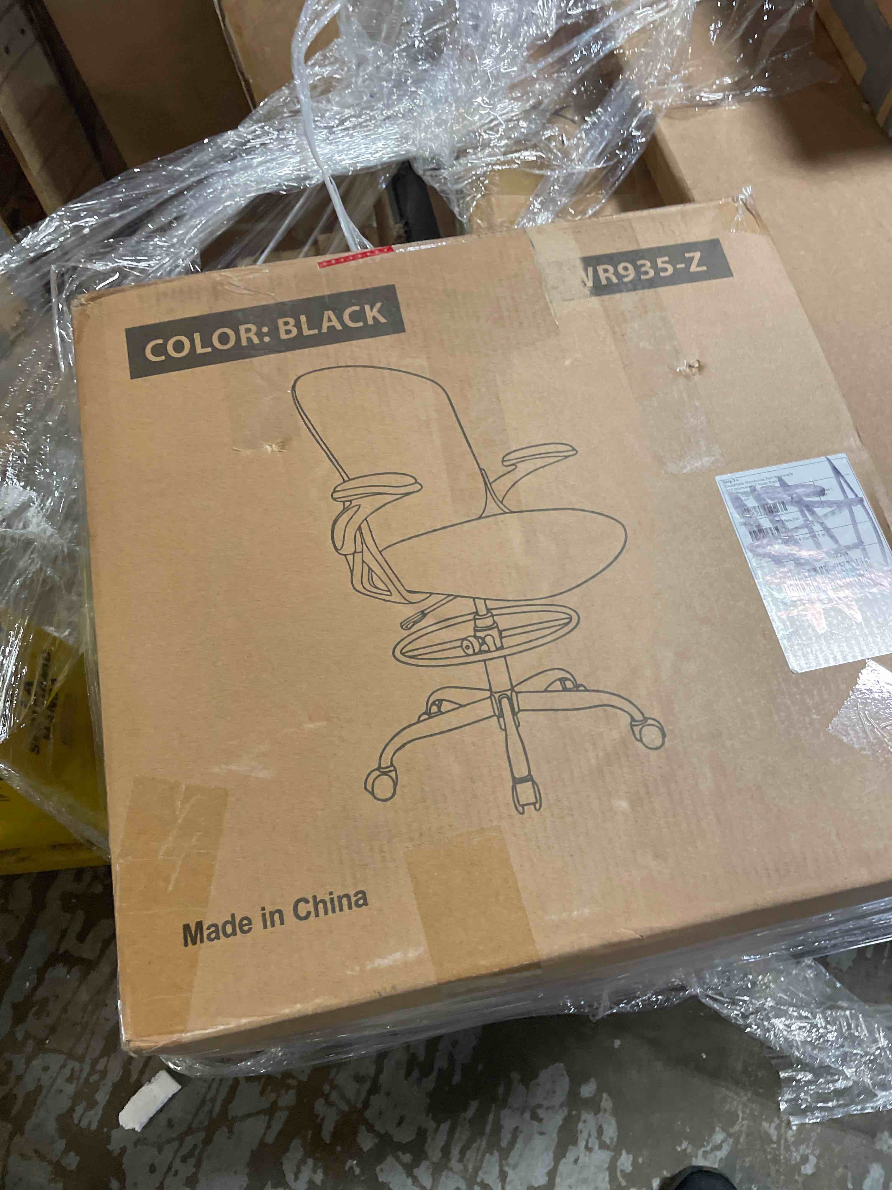 Condition photo showing As Is for devoko ergonomic drafting chair with flip-up armrests,executive tall office chair standing chair with lumbar support and adjustable footrest ring for standing desk(black)