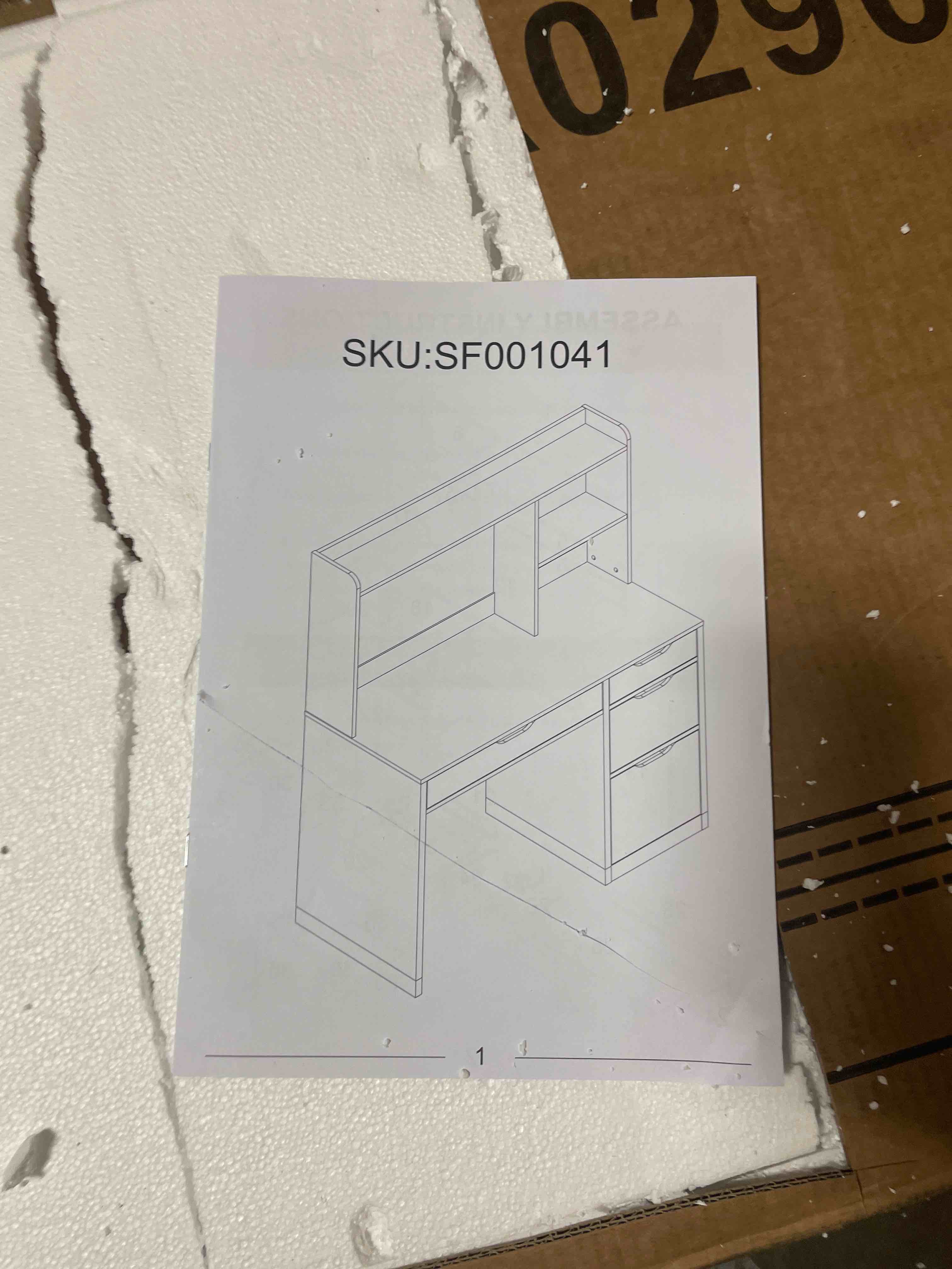 Condition photo showing New/Like New for ldaily computer desk with hutch, multifunctional pc laptop table with keyboard tray, cpu stand, power outlet, simple work desk writing desk for bedroom, home office, dorm (white)