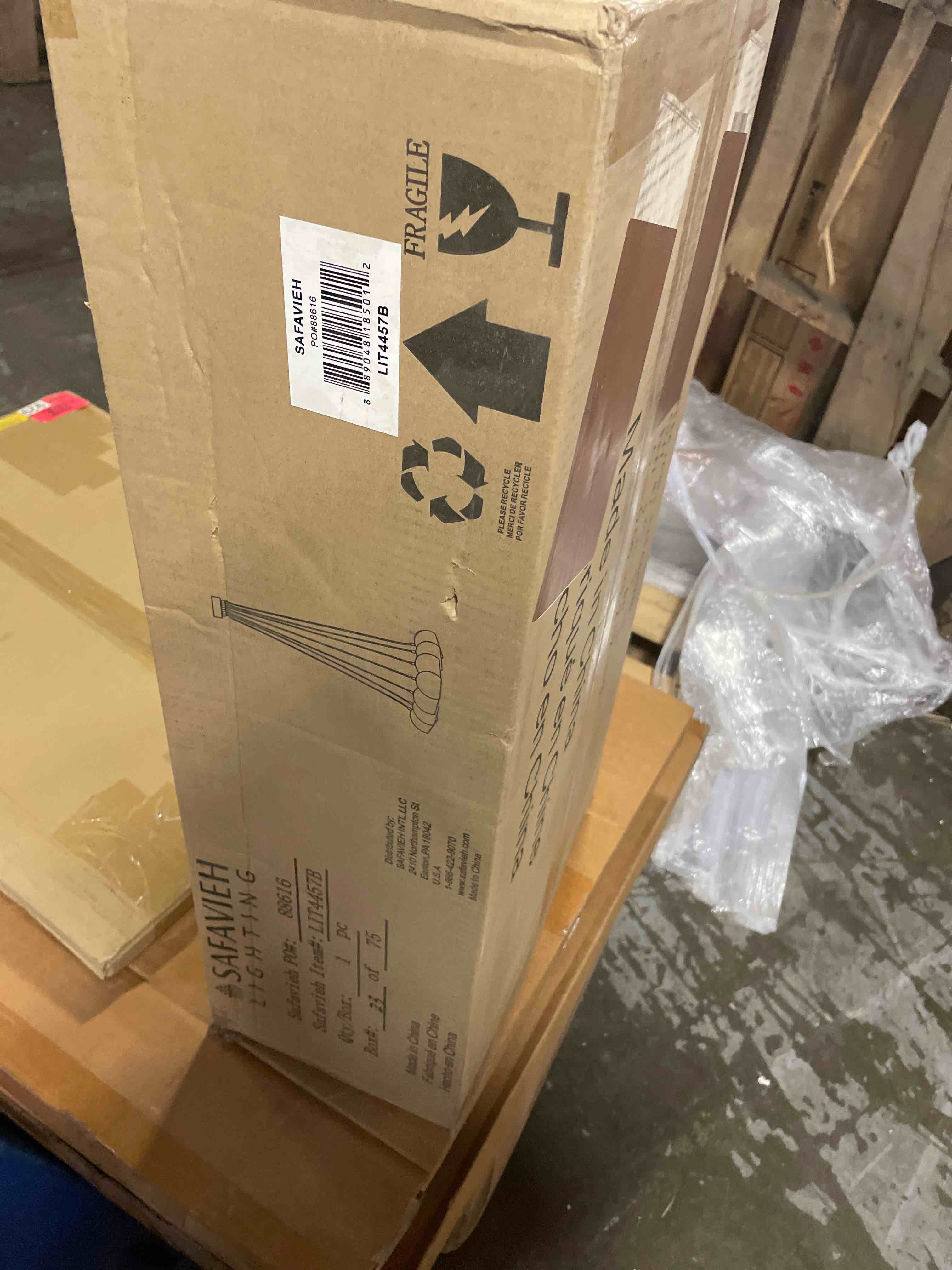 Condition photo showing New/Like New for safavieh lighting collection rome bearing retro mid-century modern white 18-inch diameter 7-light adjustable hanging pendant light fixture (led bulbs included)