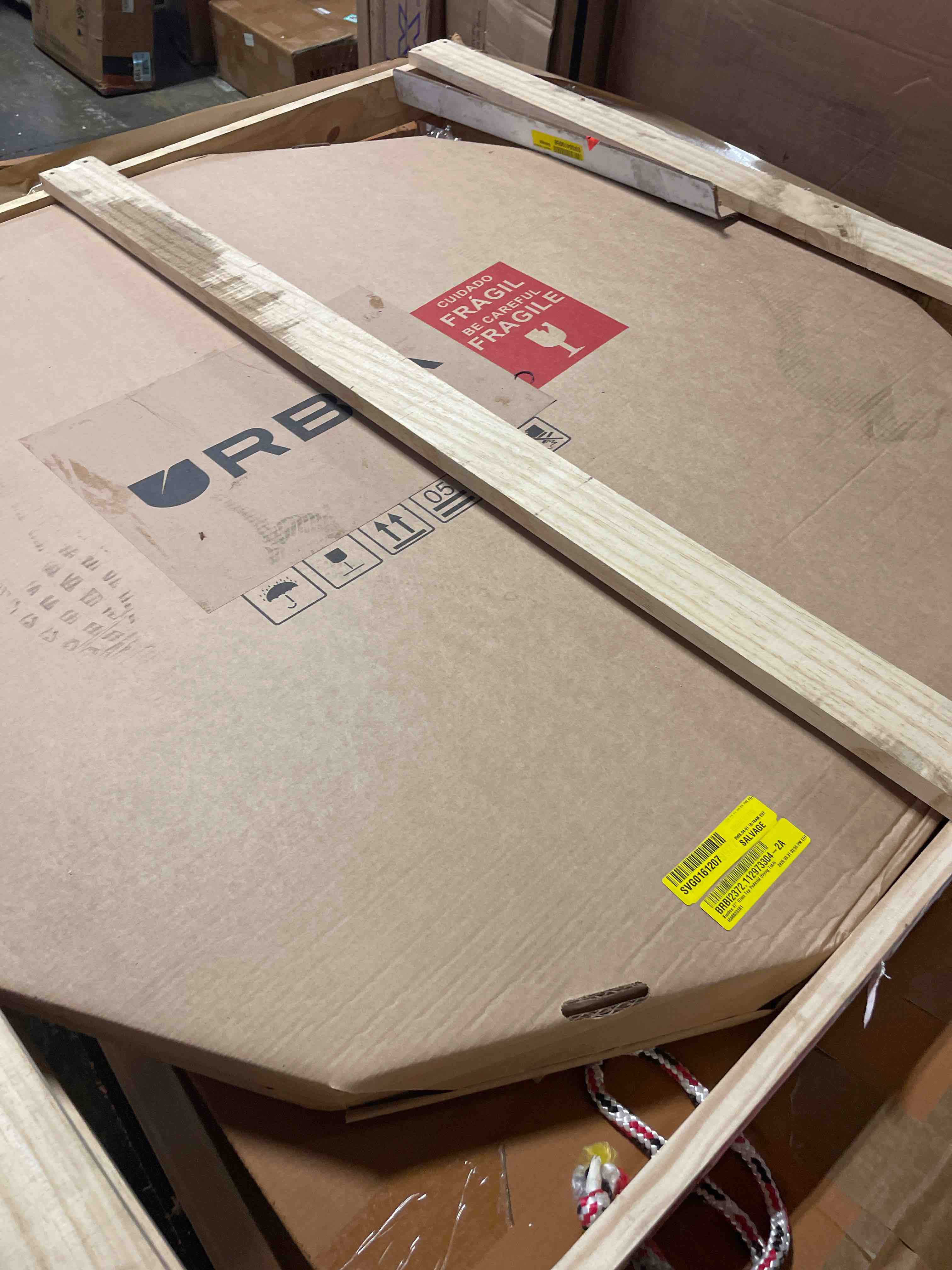 Condition photo showing New/Like New for table top only burdon 47" glass top pedestal dining table