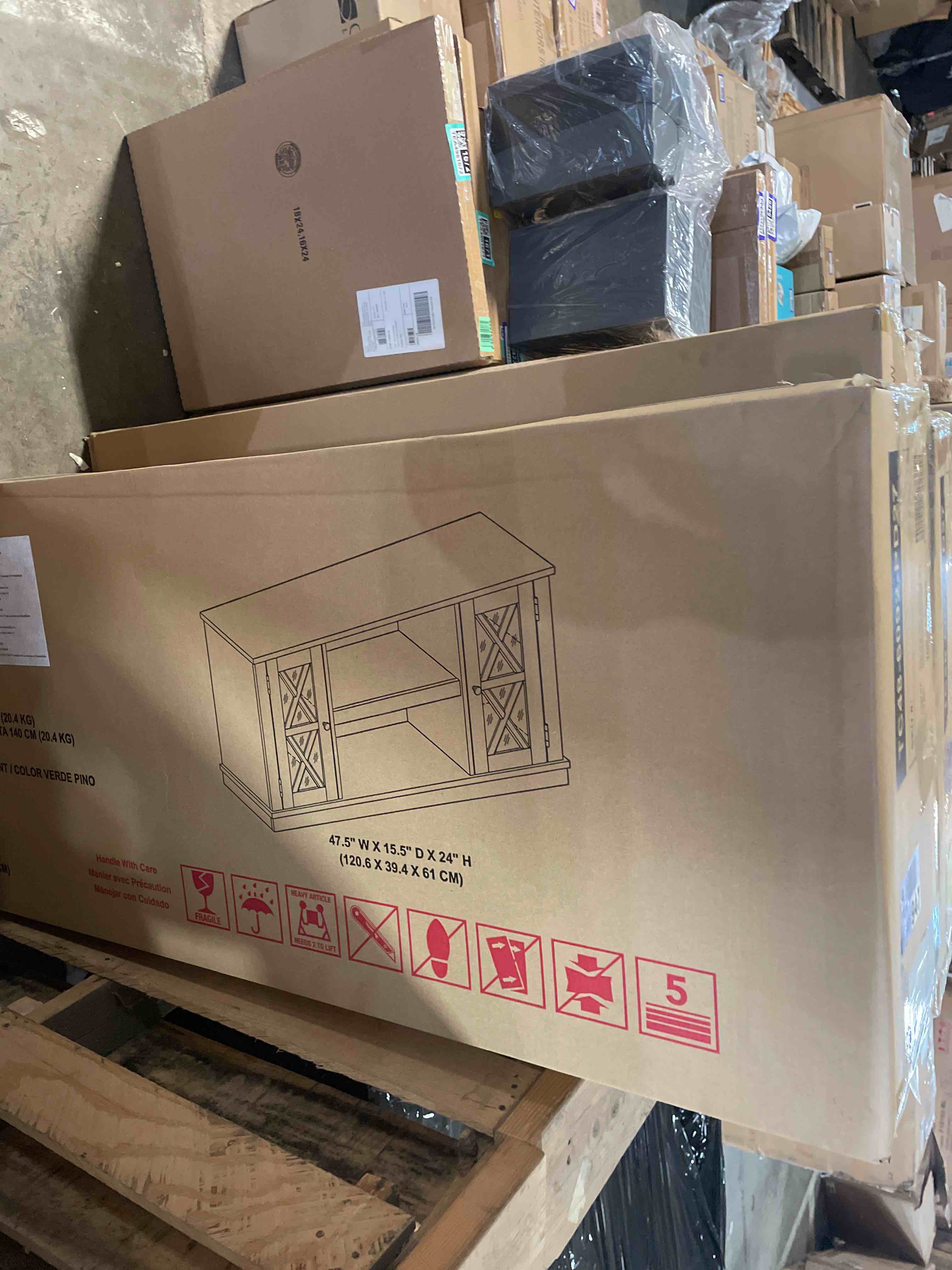 Condition photo showing New/Like New for bell'o - omni tv cabinet for most flat-panel tvs up to 55" - brown