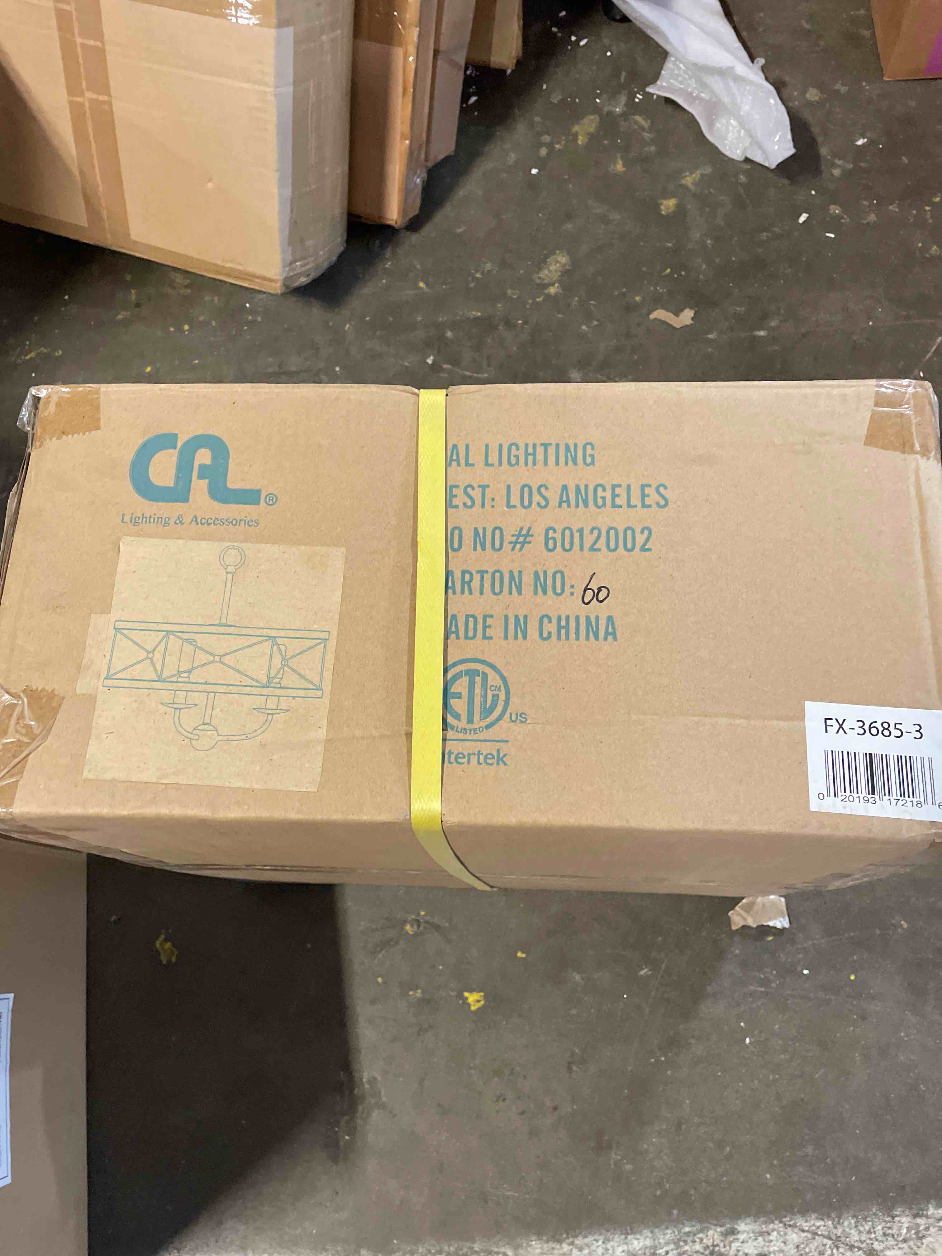 Condition photo showing New/Like New for cal lighting fx-3685-3 40w x 3 modica metal pendant fixture (edison bulbs not included), distress ivory/iron, 16.00x16.00x16.00