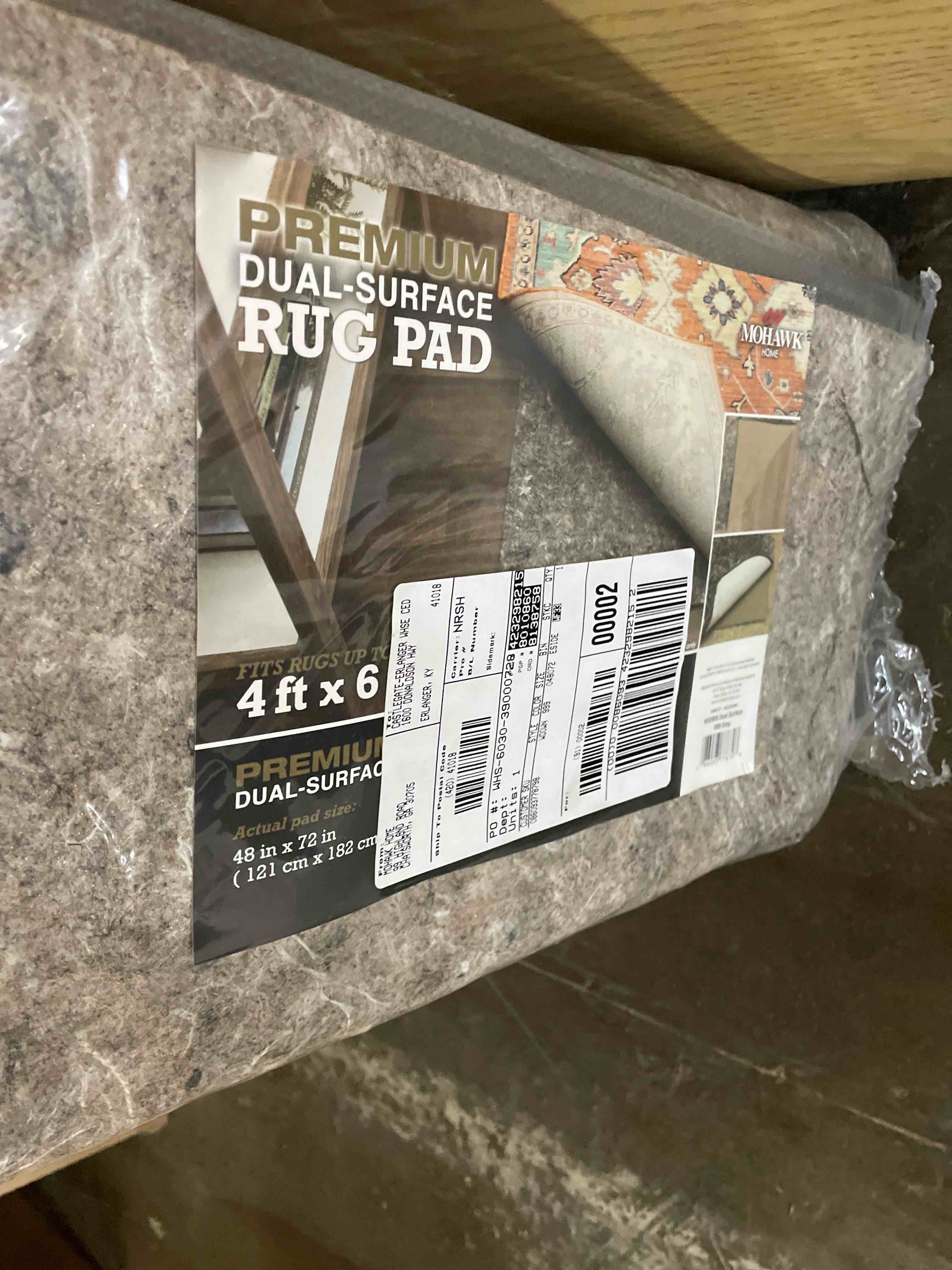 Condition photo showing New/Like New for mohawk home non slip rug pad 4' x 6' (rectangular)- 1/4" thick felt + latex rubber gripper - dual surface cushion for hardwood, carpet, tile floors, made in usa