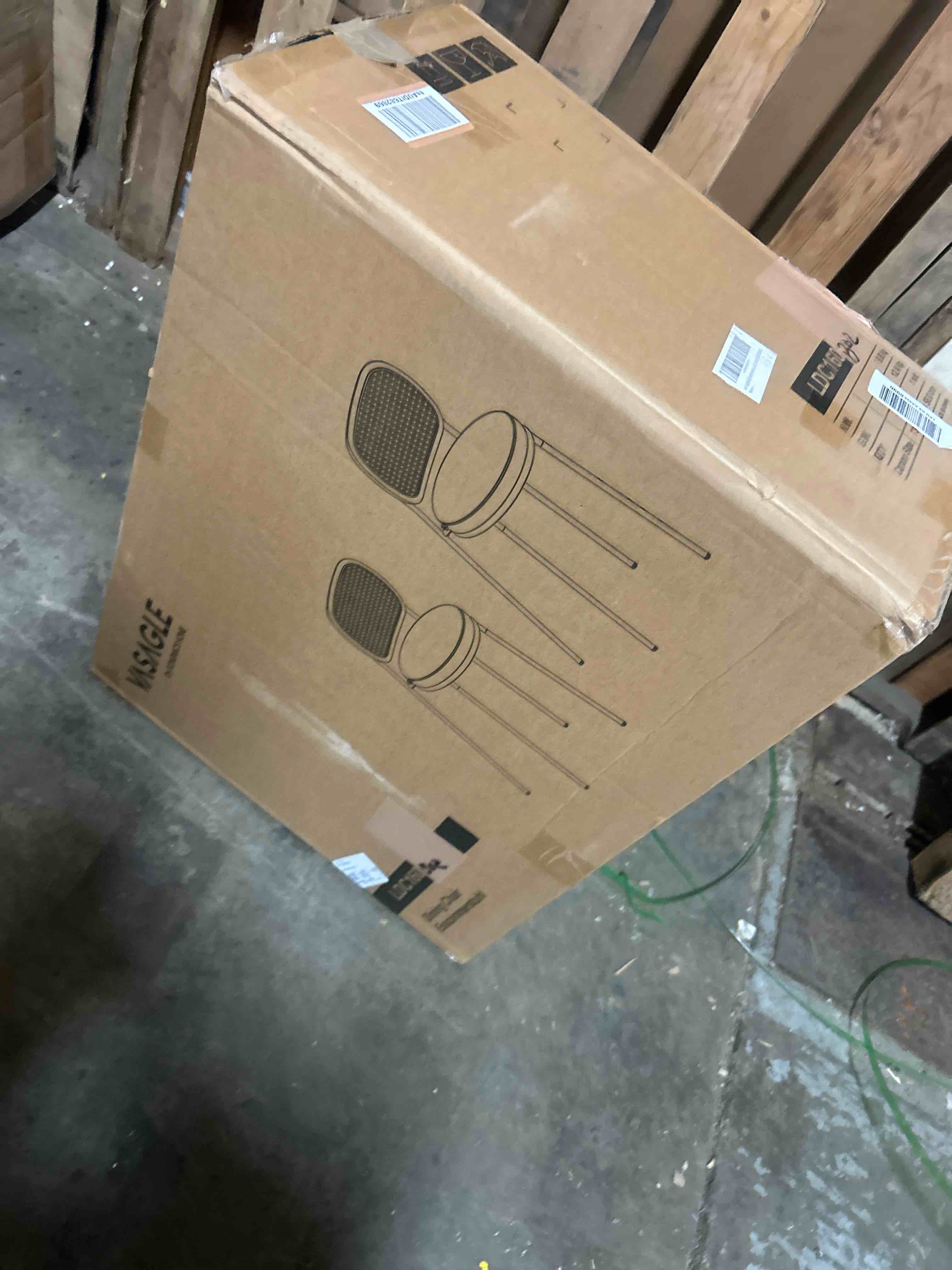 Condition photo showing New/Like New for vasagle dining chairs, set of 2 accent chair for dining room kitchen, with boho pe rattan back, synthetic leather upholstery, coffee brown uldc160k02