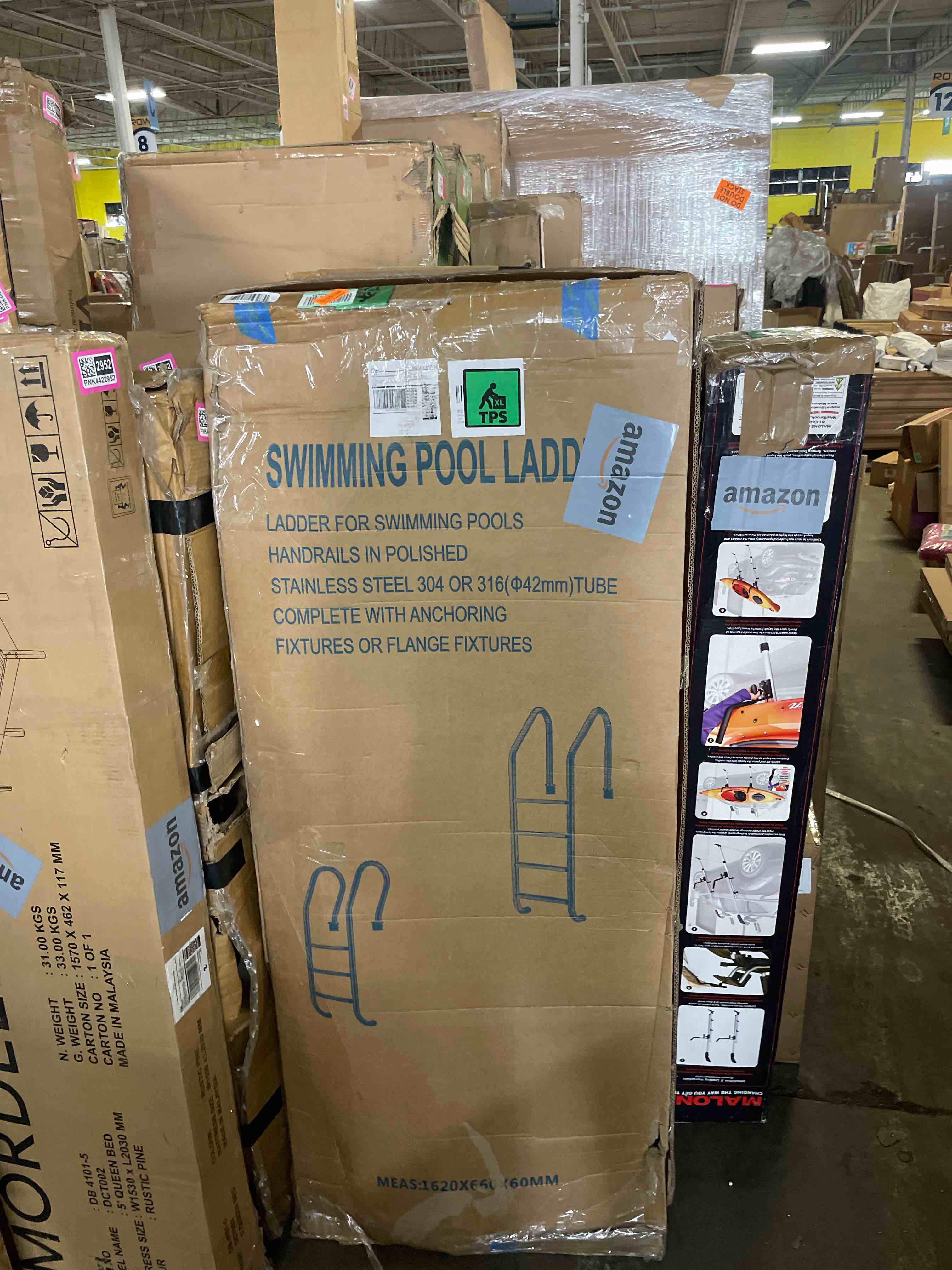 Condition photo showing New/Like New for rust proof saftron p-324-l3 residential inground white three-step swimming pool ladder. 53" tall x 24" wide. (includes matching escutcheons & shipping)