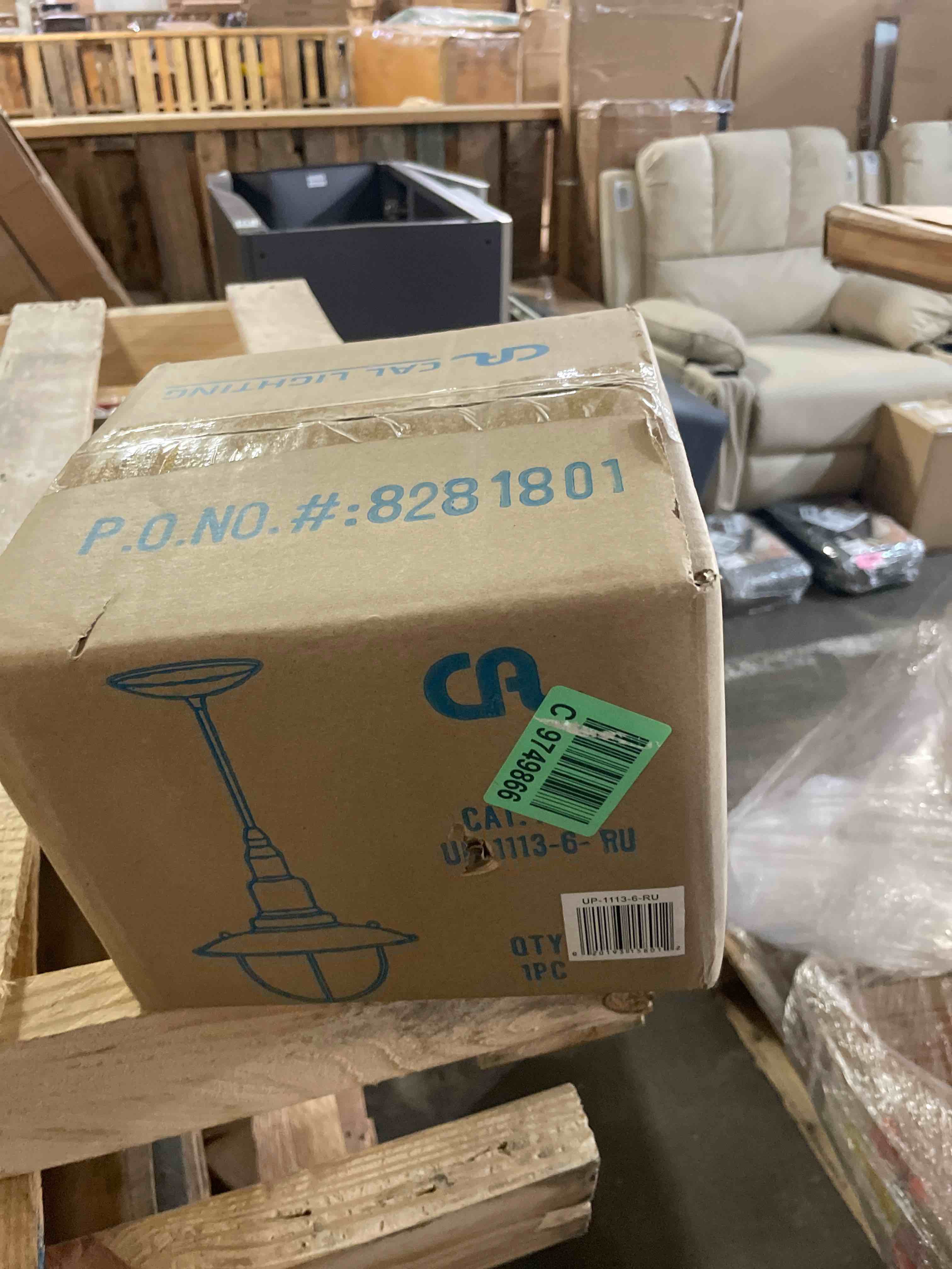 Condition photo showing New/Like New for cal lighting up-1113-6-ru close to ceiling light fixture, image,72.00x8.88x8.00