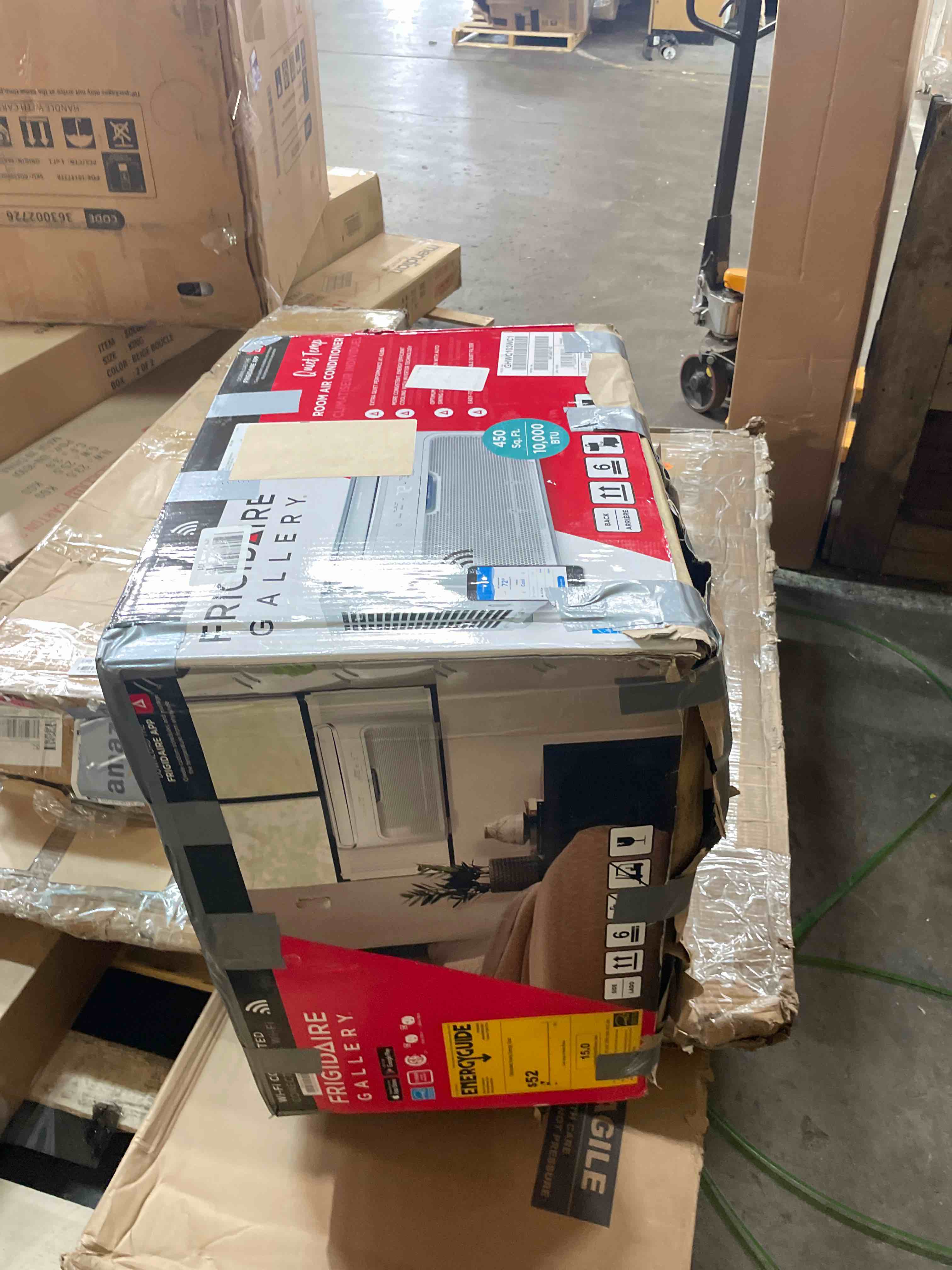 Condition photo showing Good Condition for frigidaire 10,000 btu window air conditioner with remote control, cools up to 450 sq. ft., quiet operation, eco mode, 3 fan speeds, auto restart, white (used)