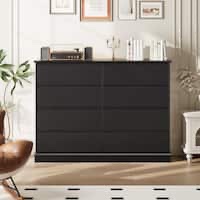 8 drawer dressers for bedroom, wooden chest of drawers with deep drawers, large double dresser