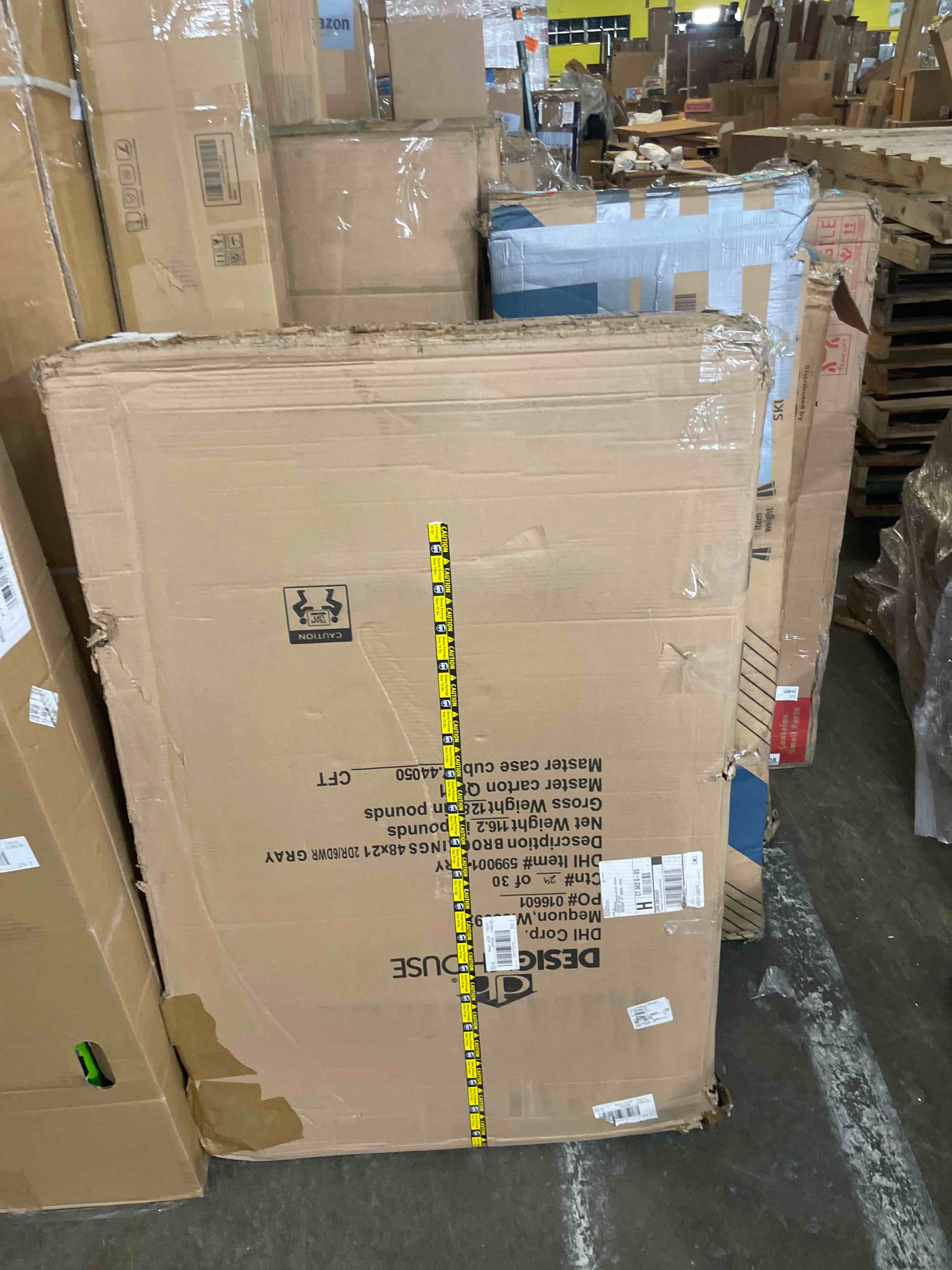 Condition photo showing New/Like New for design house 599001-gry bath unassembled modern 2-door 6-drawer shaker bathroom vanity cabinet only, 48 x 21, gray grey 48 x 21