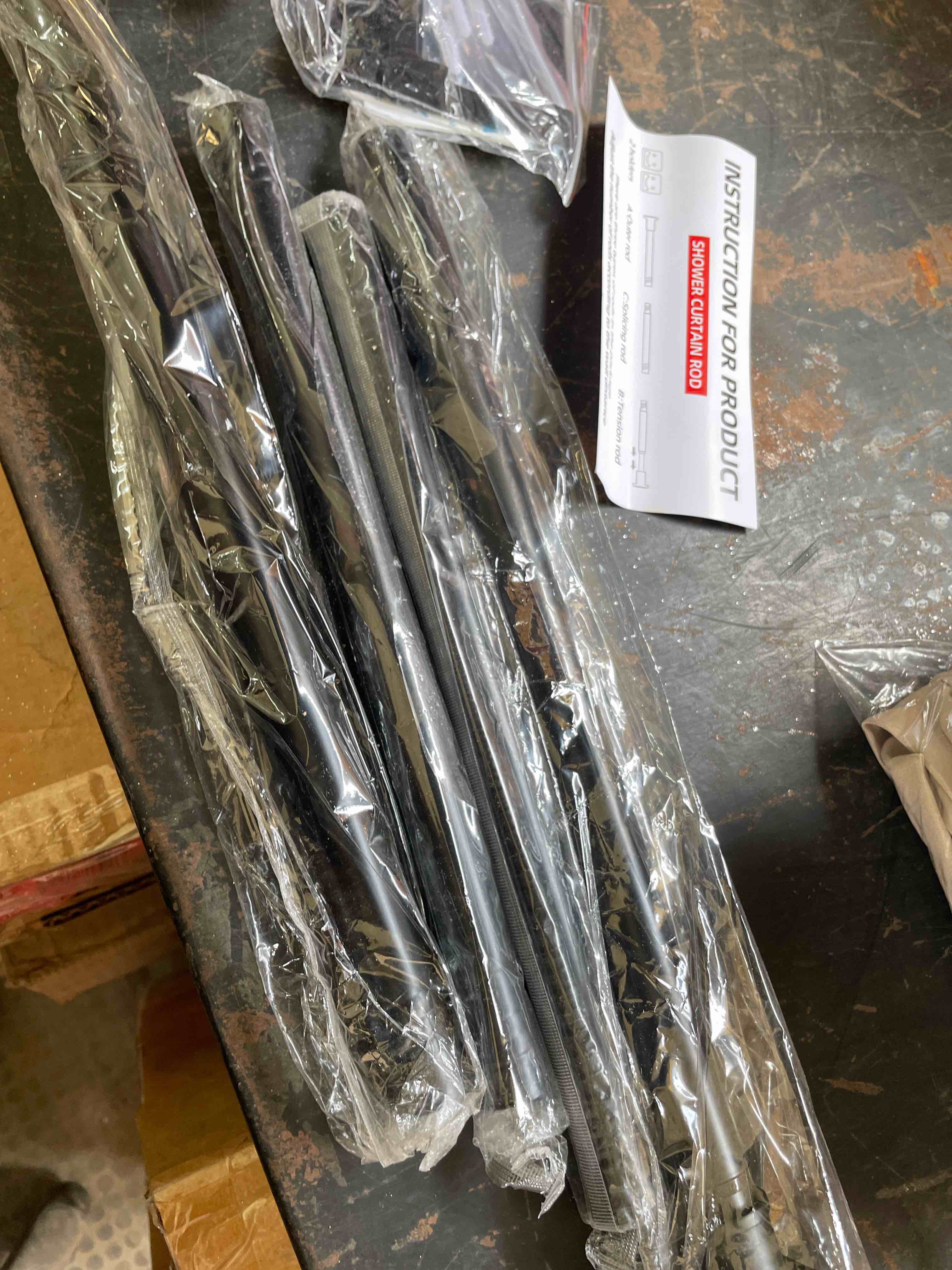 Condition photo showing Good Condition for matte black shower curtain rod,1 inch diameter stainless steel adjustable spring tension rods 32 to 80",with holders,anti-slip,curtain rods no drilling(1 pack) 32-80 black