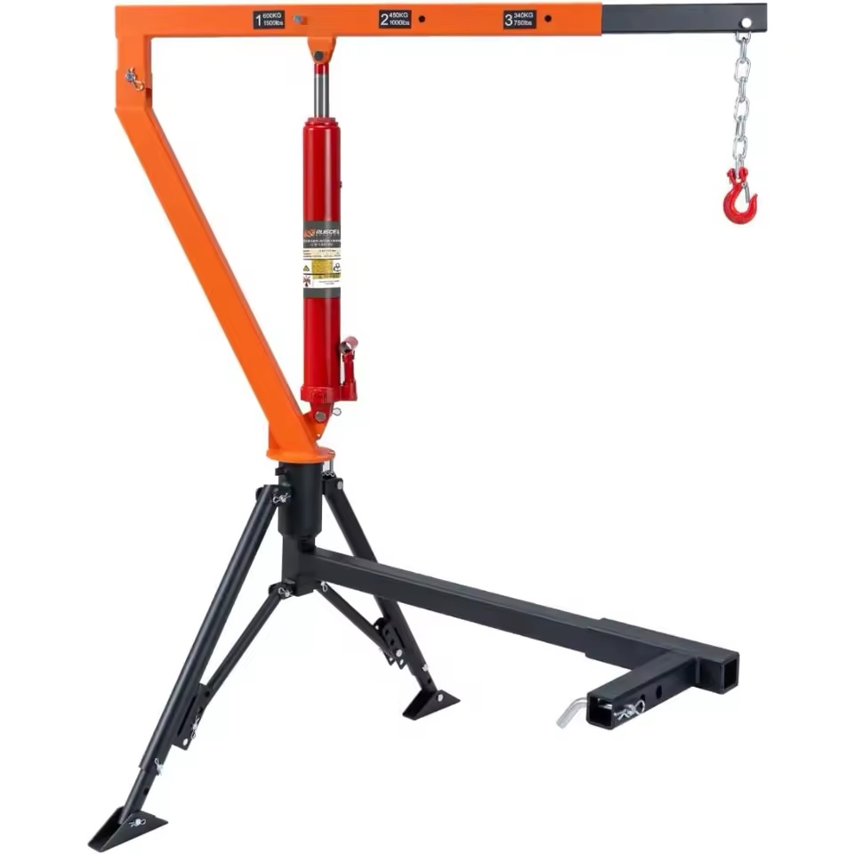 rugcel 1500 lb stretchable receiver hitch mounted hydraulic swivel pickup truck crane
