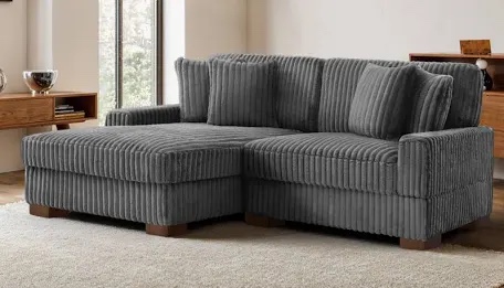 2 - Piece Upholstered Grey sofa  (Incomplete)