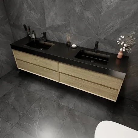 Golitz Wall - Mounted Double Bathroom Vanity Set (incomplete only one cabinet) 
