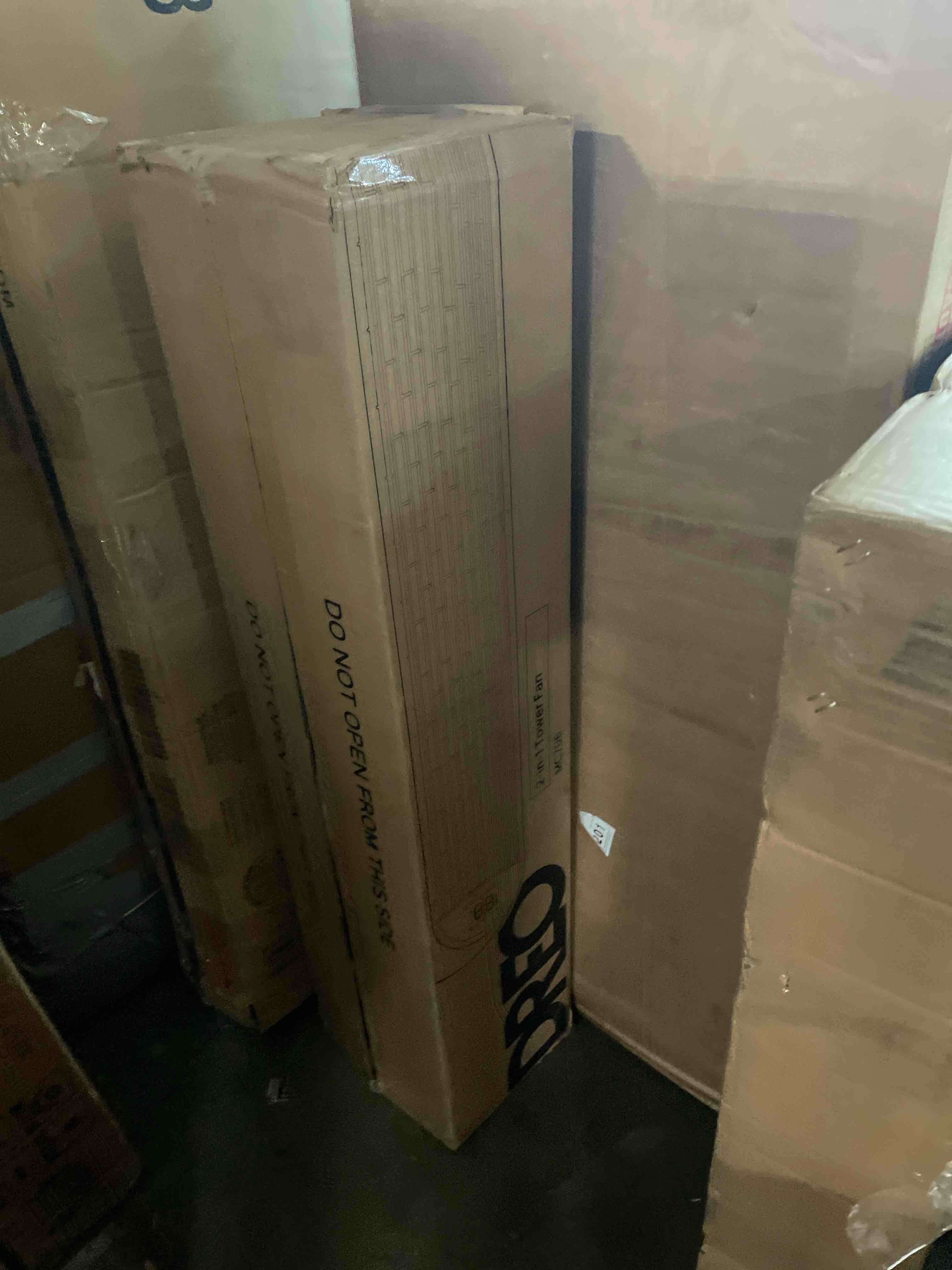 Condition photo showing As Is for dreo tower fan for bedroom, 25ft/s velocity quiet floor fan, 90° oscillating fans for indoors with 4 speeds, 4 modes, 8h timer, bladeless fan, standing fans, grey, nomad one (dr-htf007)