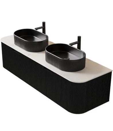 Dina 60" Bathroom Vanity With Sinks, Modern Wall-mounted Curved (only sink )