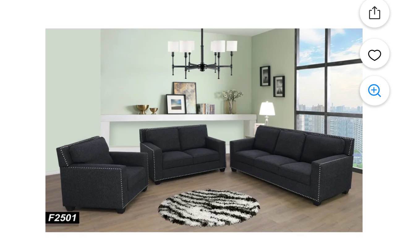 PonLiving Furniture Gray Juarez 3 Piece Living Room Set Free shipping 