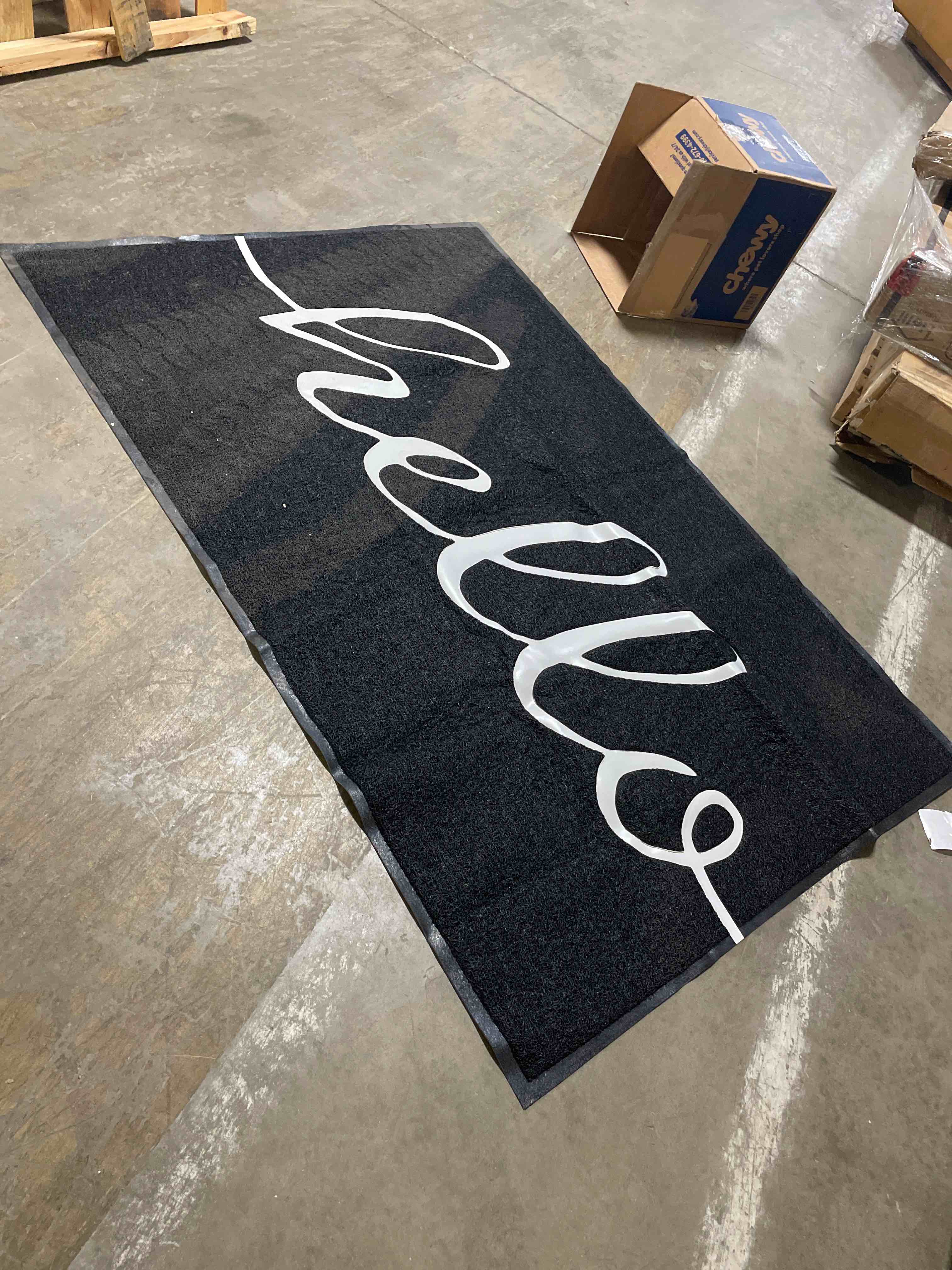 Condition photo showing As Is for earthall funny hello mats outside/inside 59"x35", front door mat outdoor entrance, indoor outdoor mats for home entrance, funny doormat outside/inside entrance, front porch decor for farmhouse 2'11" x 4'11" (rectangular) hello