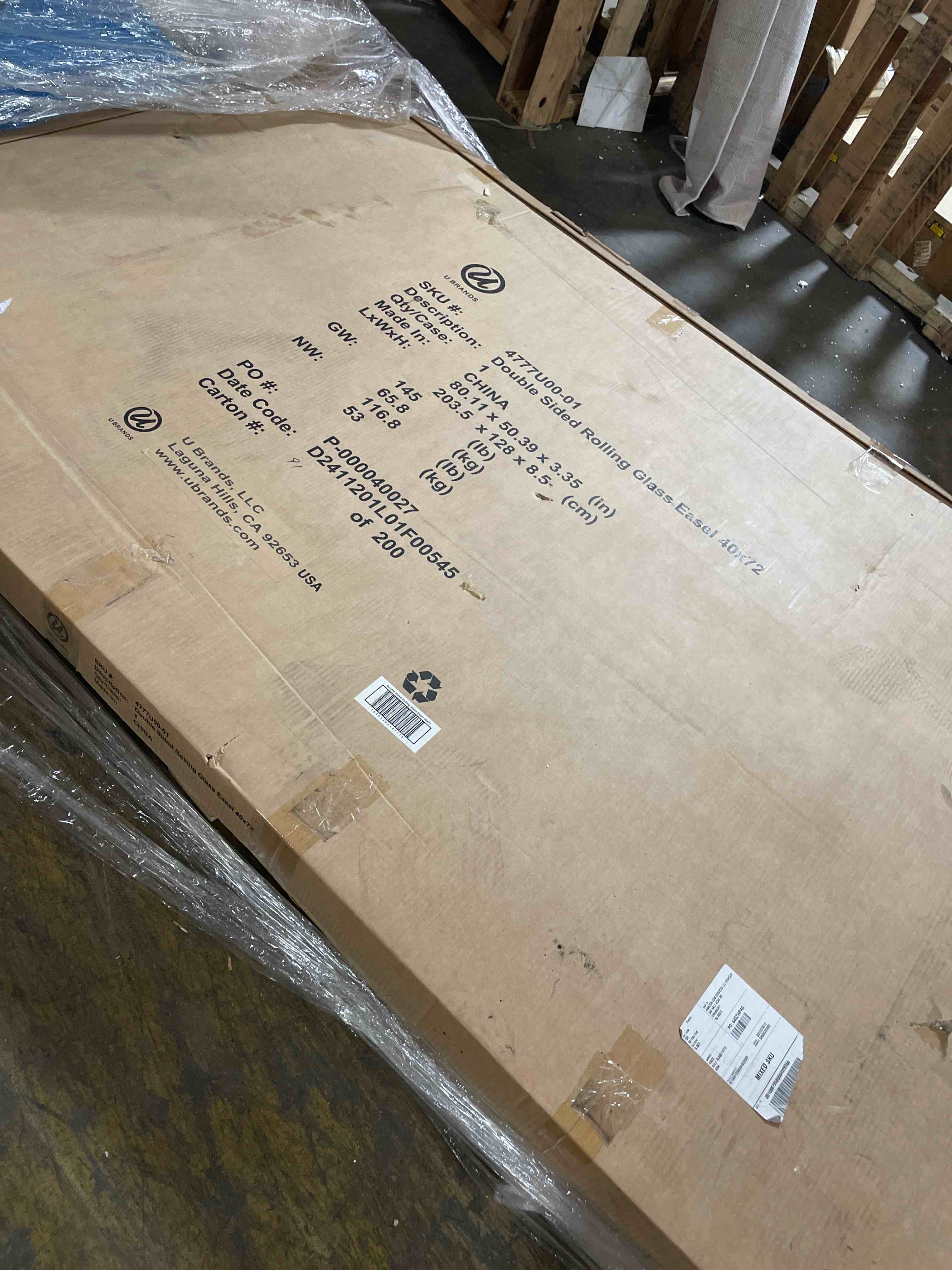 Condition photo showing As Is for maxtek rolling whiteboard, 72x40 large double-sided white board dry erase on wheels, giant magnetic white board standing for office, school, home office, homeschool(72 x 40)