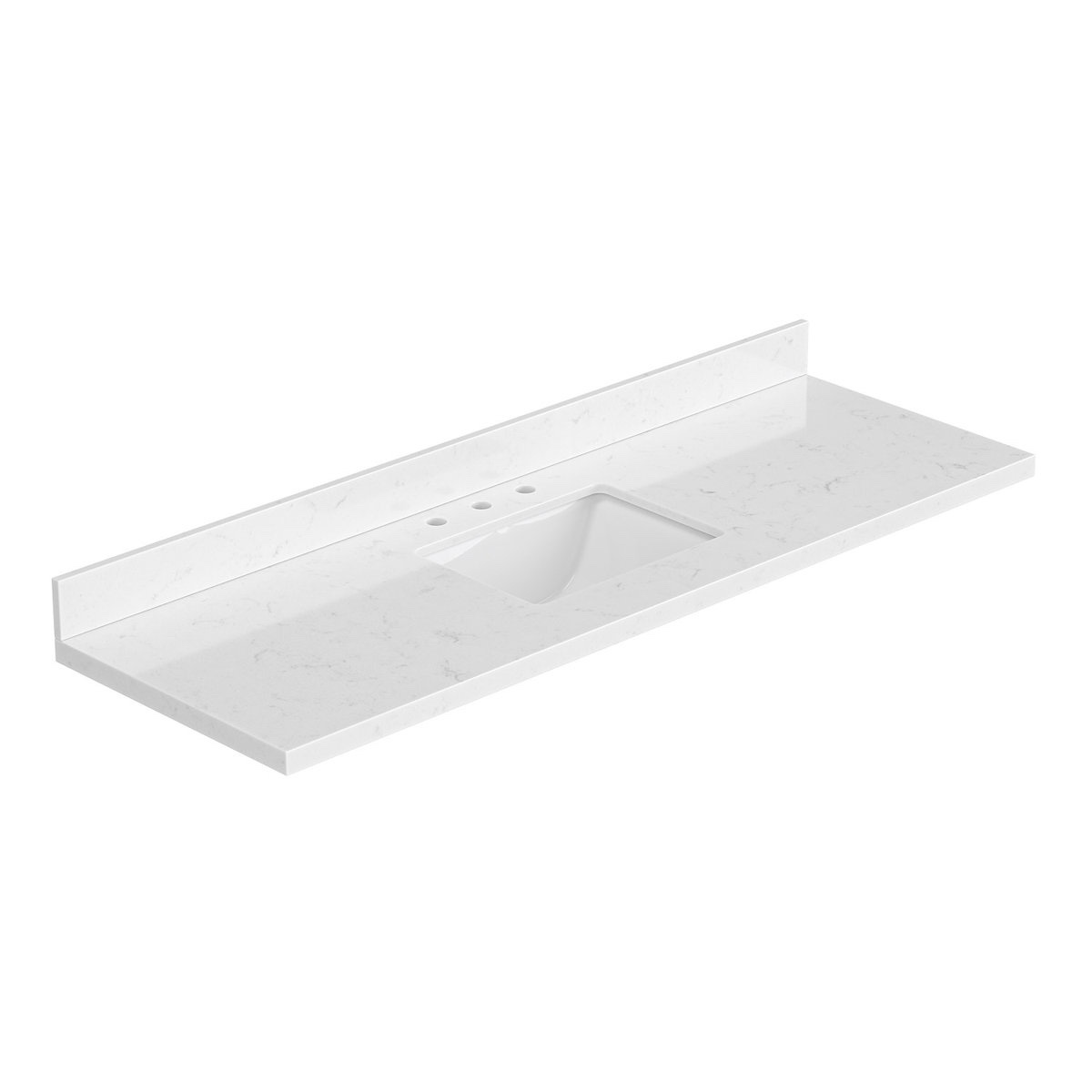 ariel 66 inch carrara white quartz bathroom vanity countertop 1.5 inch thick miter edge