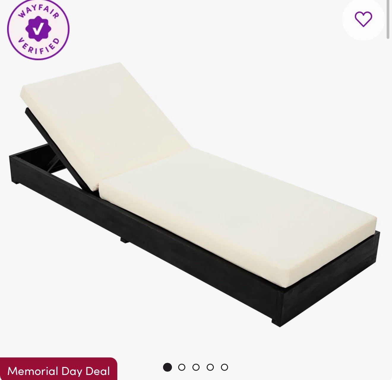 Leite 79" Long Reclining Outdoor Acacia Chaise Lo